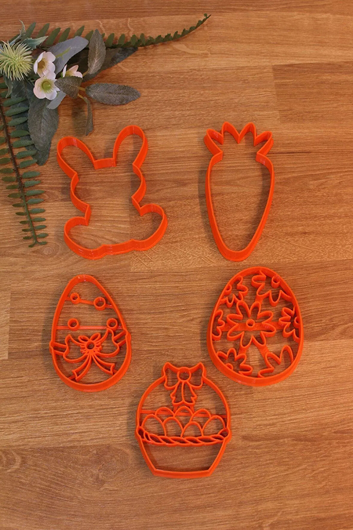 Tavşan Havuç Yumurta Sepeti Paskalya Yumurtası 5'li Set Kurabiye Kalıbı Ve Hamur Şekillendirici