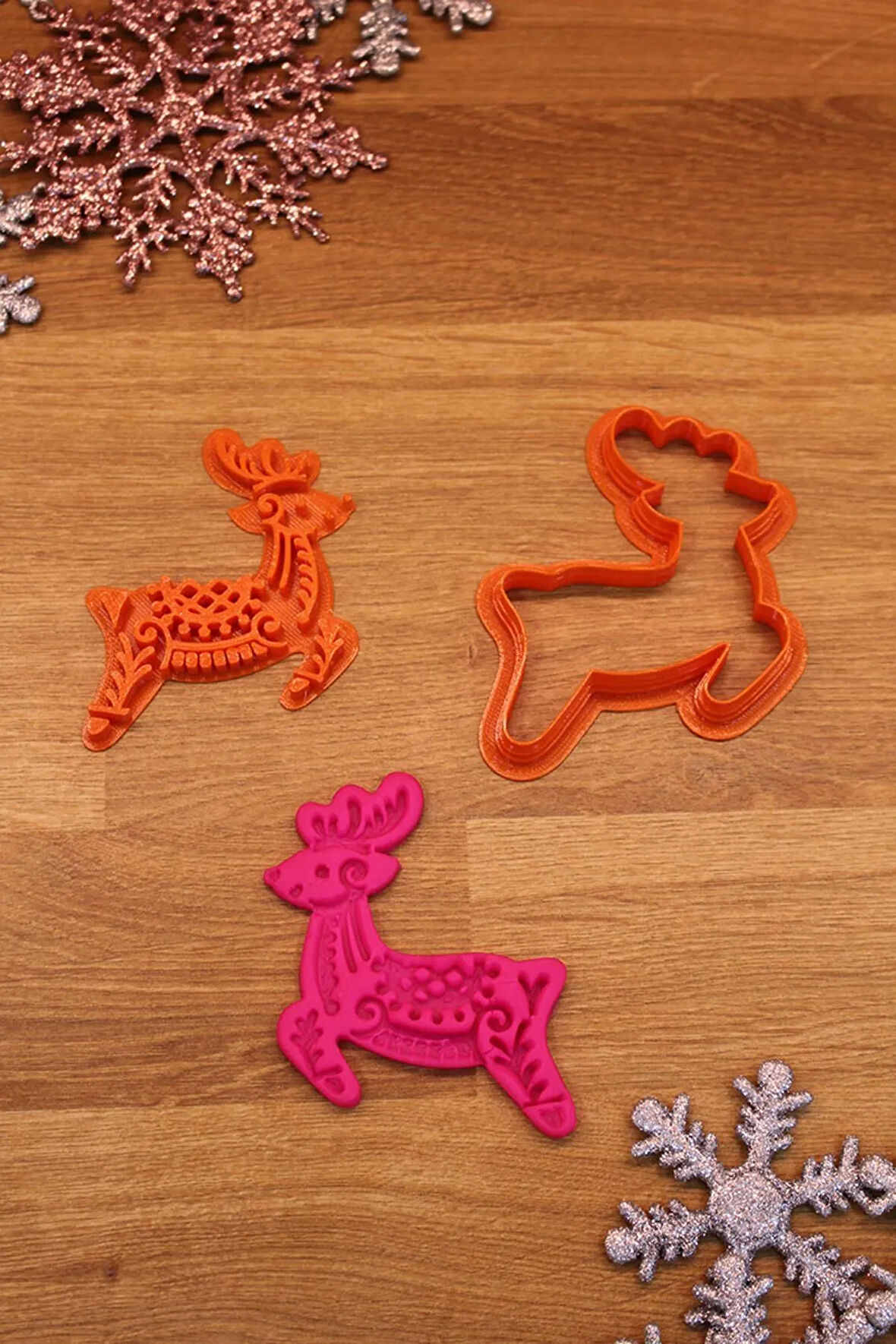 Yılbaşı Yeni Yıl Noel İskandinav Desenli Geyik Kurabiye Kalıbı ve Hamur Şekillendirici