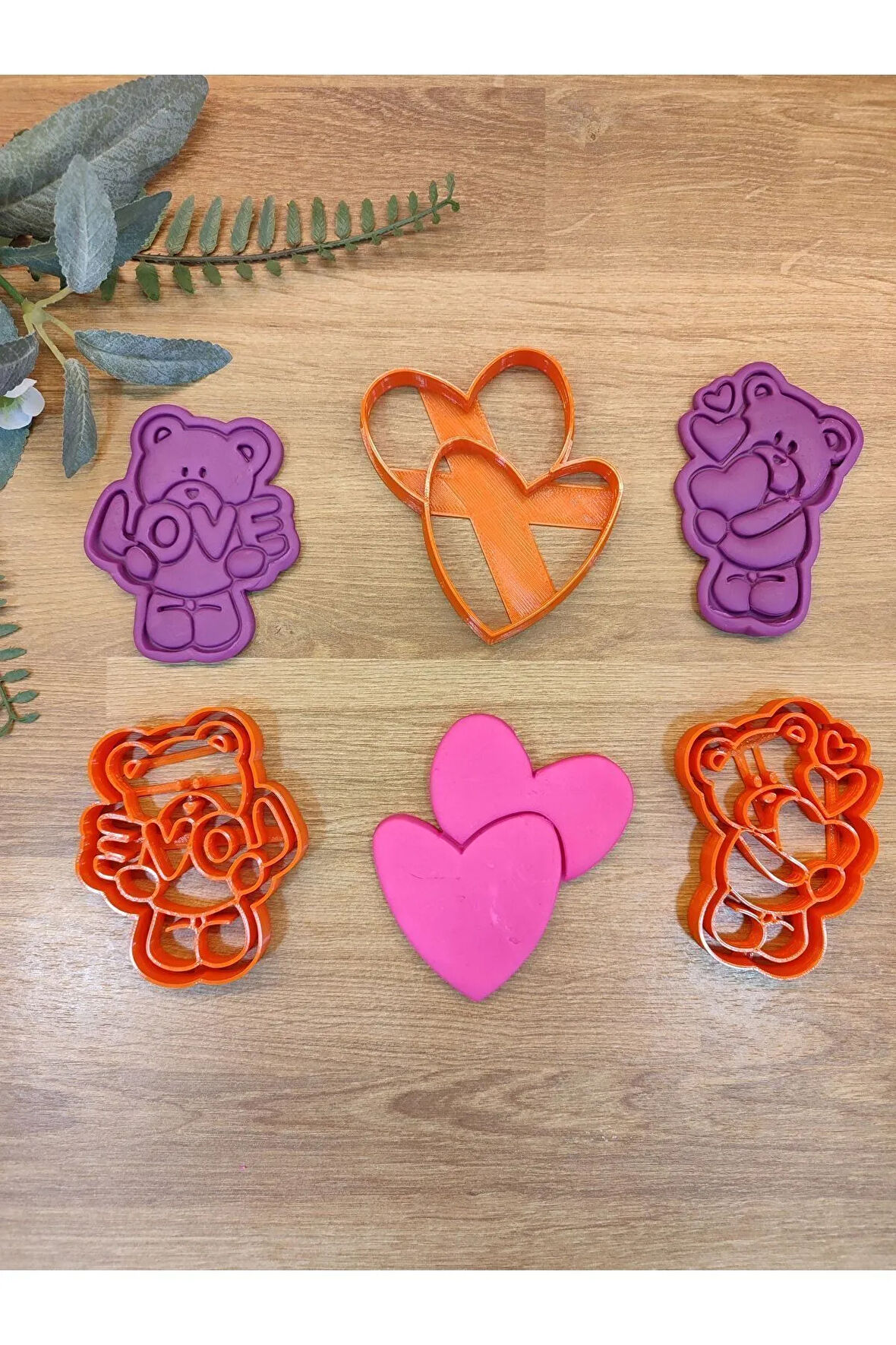 Sevgililer Günü Kalpli Ayıcıklar 3'lü Set Kurabiye Kalıbı ve Hamur Şekillendirici