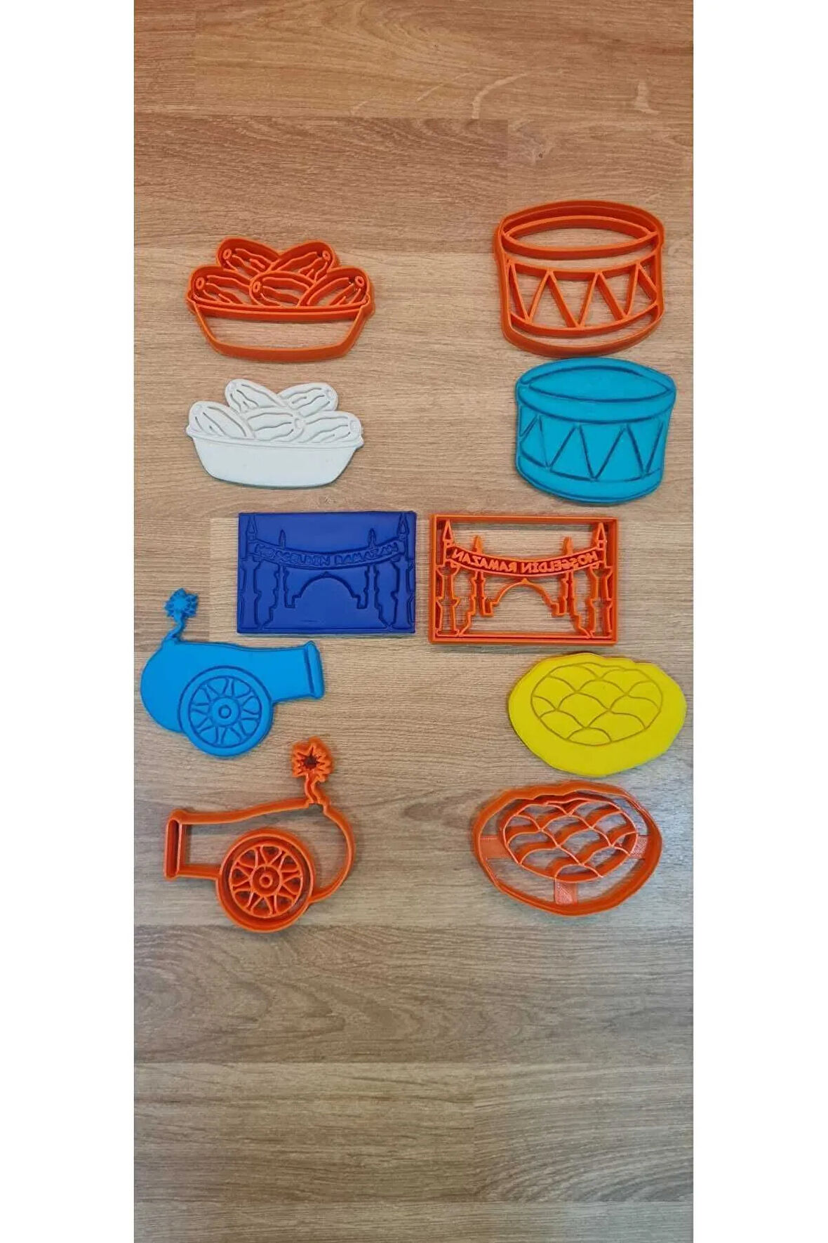 Hoşgeldin Ramazan Hurma Davul Top Pide Kurabiye Kalıbı ve Hamur Şekillendirici Seti