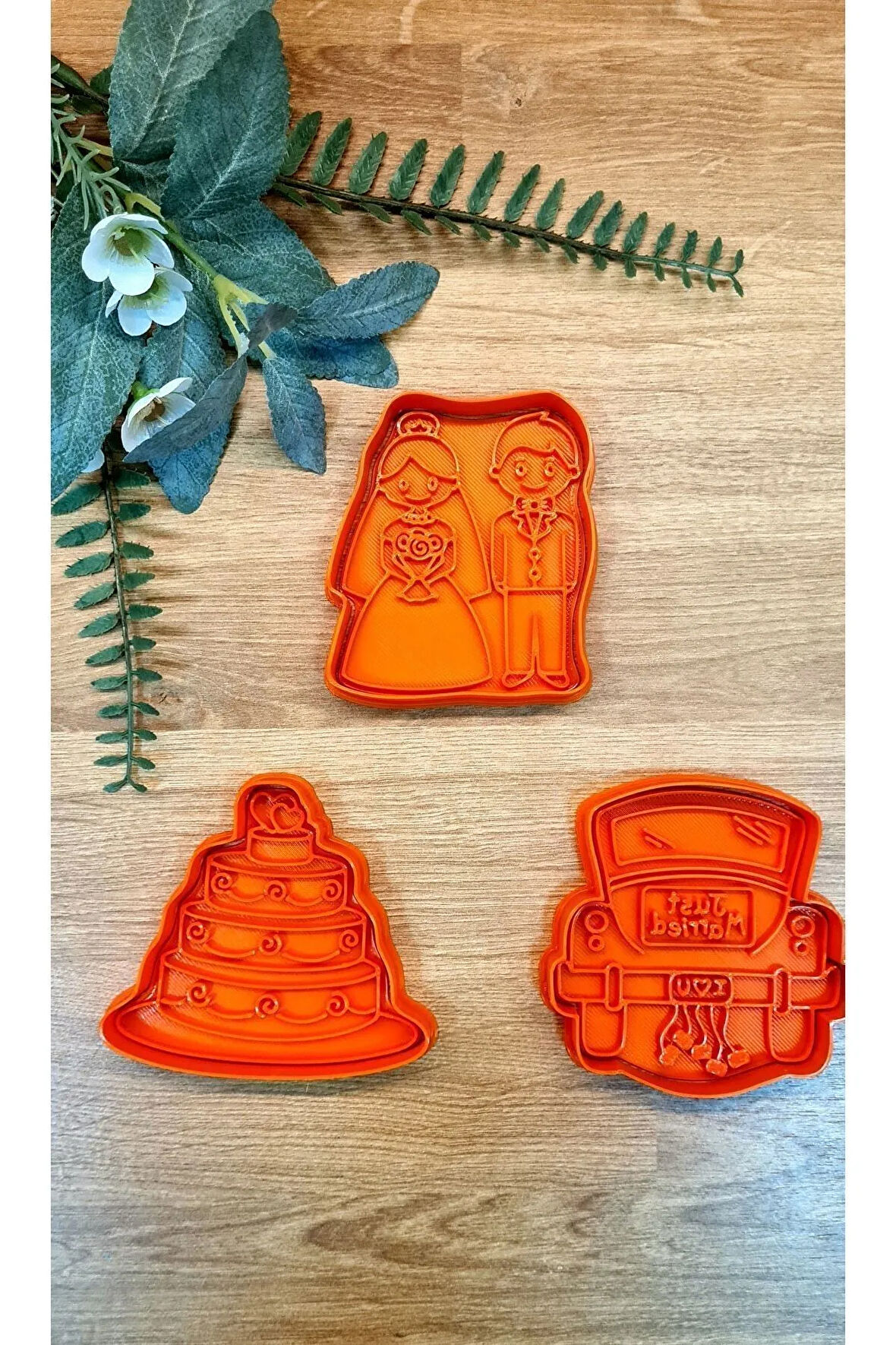 Evlilik Wedding Gelin Damat Düğün Pastası Gelin Arabası Kurabiye Kalıbı ve Hamur Şekillendirici Seti