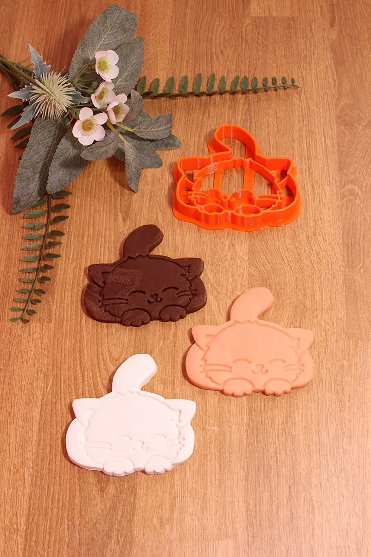 Uyuyan Sevimli Kedi Kurabiye Kalıbı Ve Hamur Şekillendirici