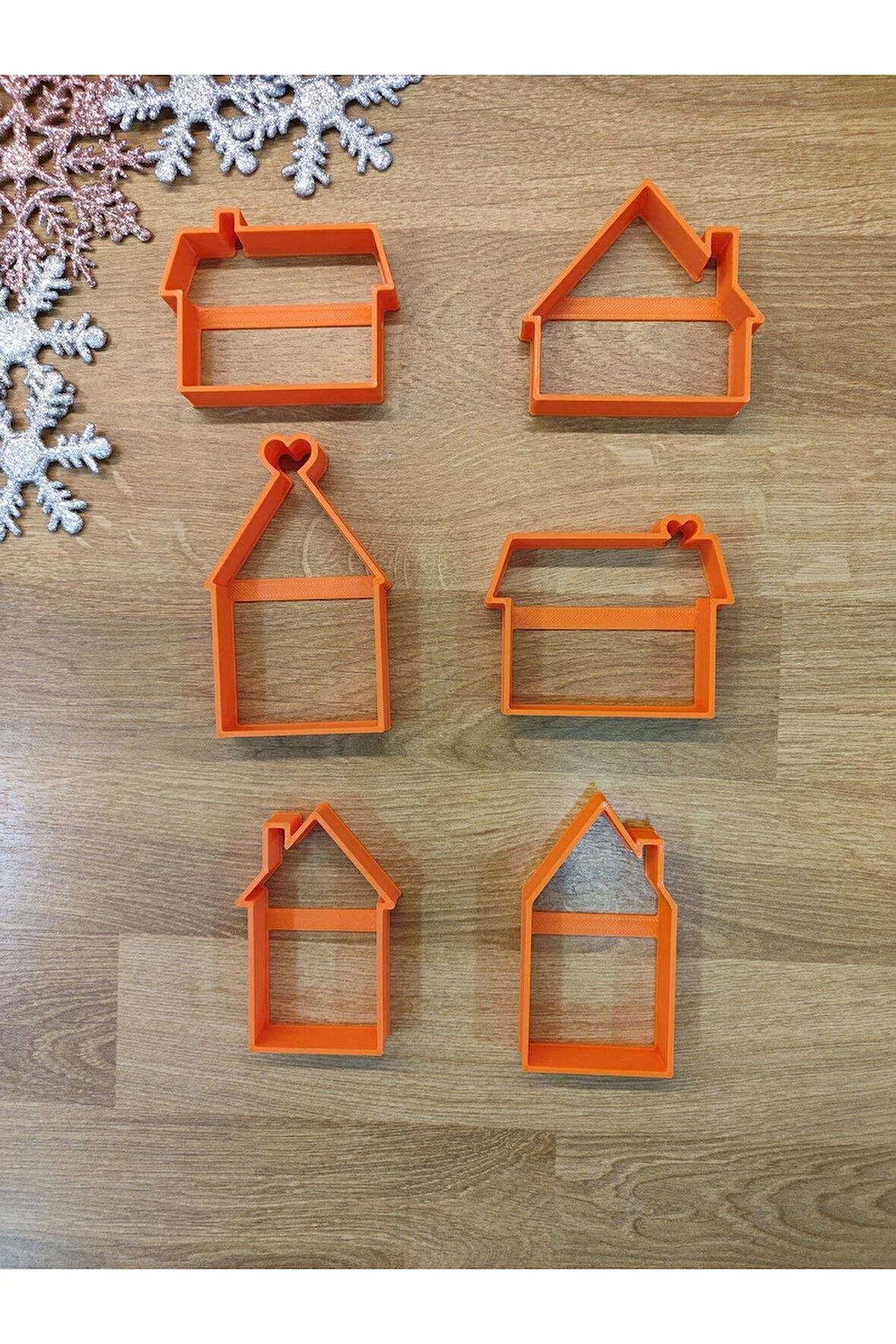 Yılbaşı Yeni Yıl Minik Evler 6'lı Set Kurabiye Kalıbı ve Hamur Şekillendirici