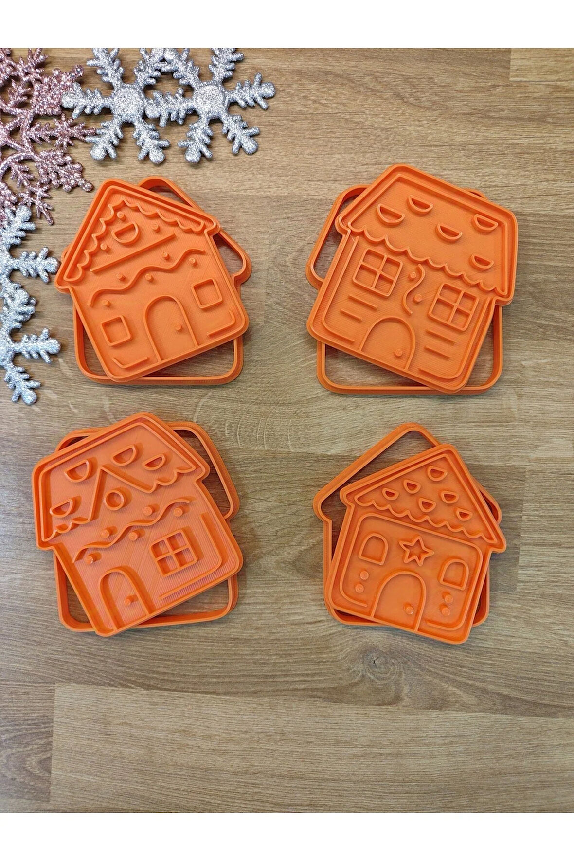 Yılbaşı Yeni Yıl Süslü Dekorlu Evler Seti Kurabiye Kalıbı ve Hamur Şekillendirici