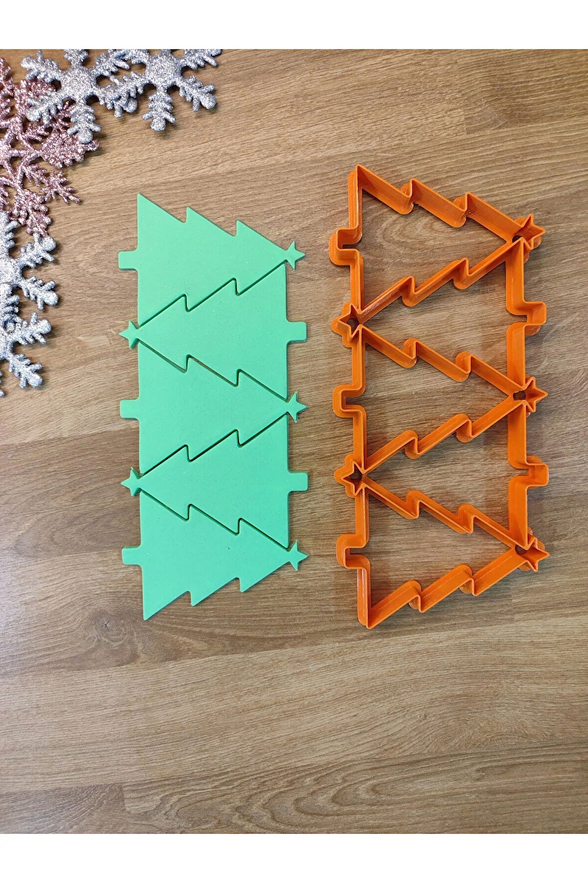 Yılbaşı Yeni Yıl Noel Ağacı Yıldızlı Çam Ağacı Çoklu Kesim Kurabiye Kalıbı