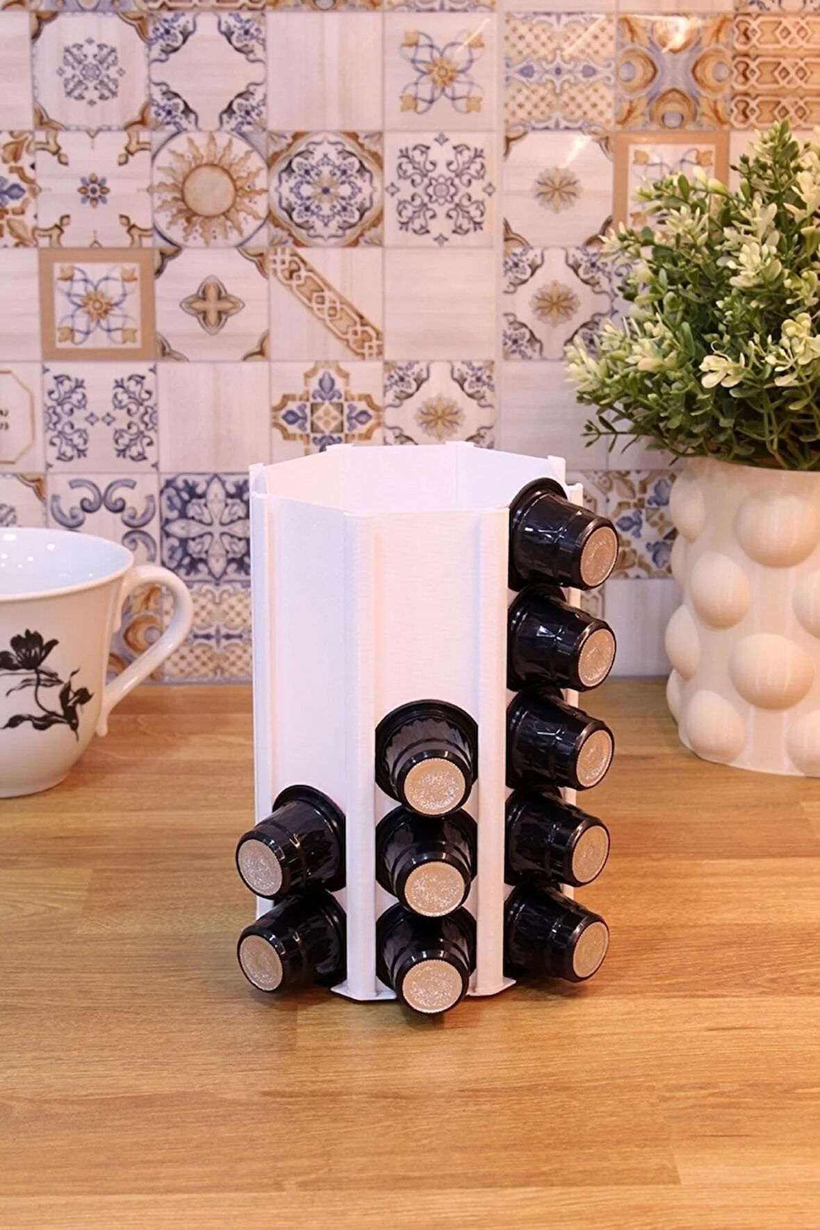 Nespresso Kapsül Kahve Uyumlu Tutucu Düzenleyici Organizer Stand Beyaz 40 Kapsül