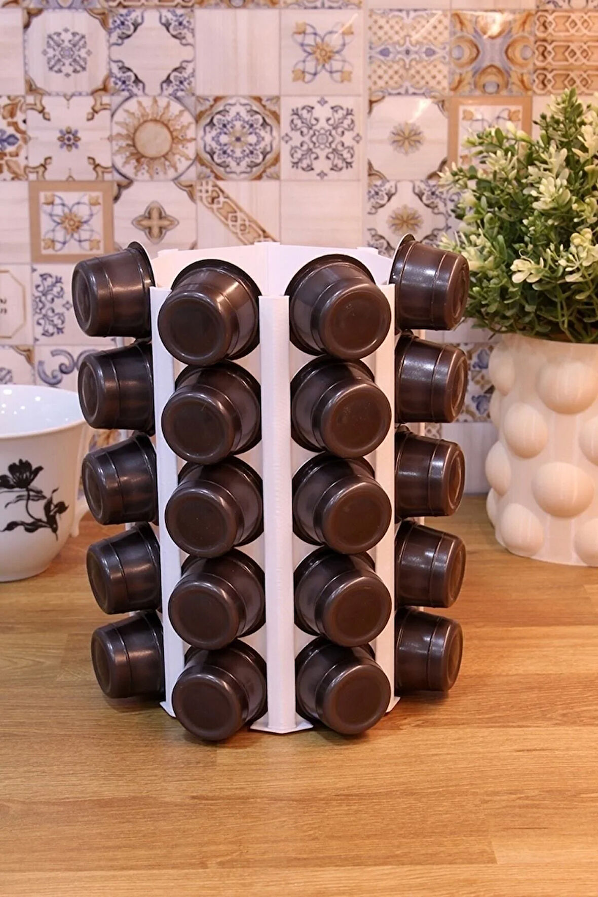 Tchibo Cafissimo Kapsül Kahve Uyumlu Tutucu Dekoratif Çok Amaçlı Stand Beyaz