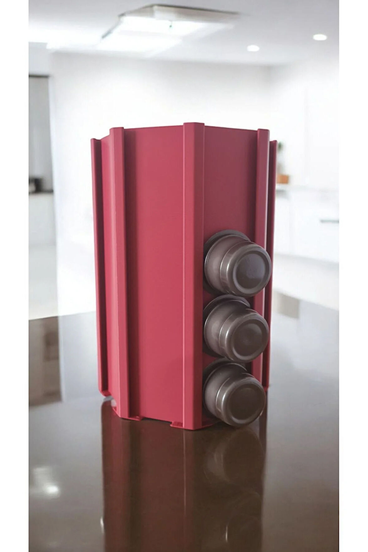 Tchibo Cafissimo Kapsül Kahve Uyumlu Tutucu Dekoratif Çok Amaçlı Stand Ruby Rengi