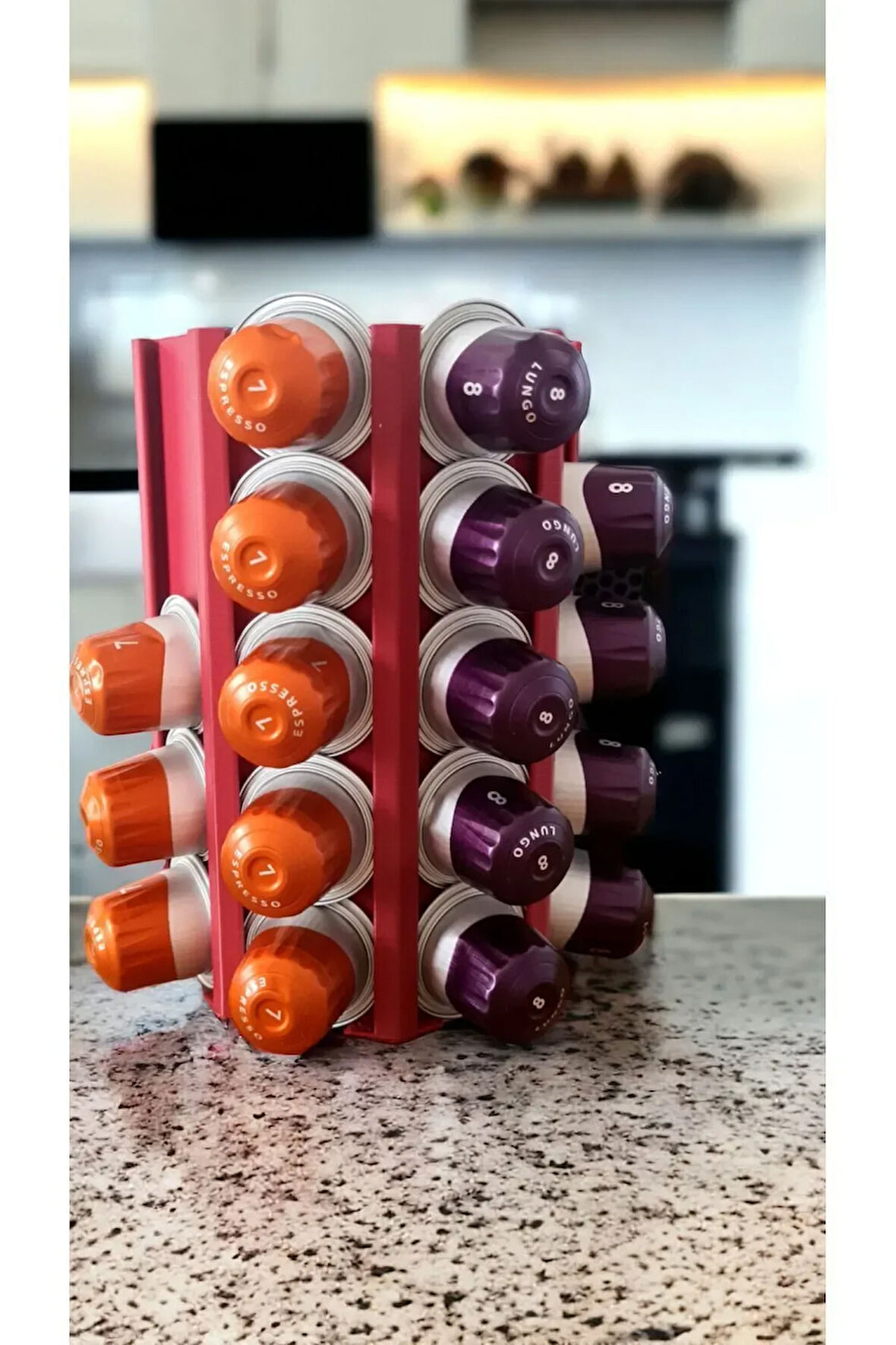 Nespresso Kapsül Kahve Uyumlu Tutucu Dekoratif Çok Amaçlı Stand Ruby Rengi