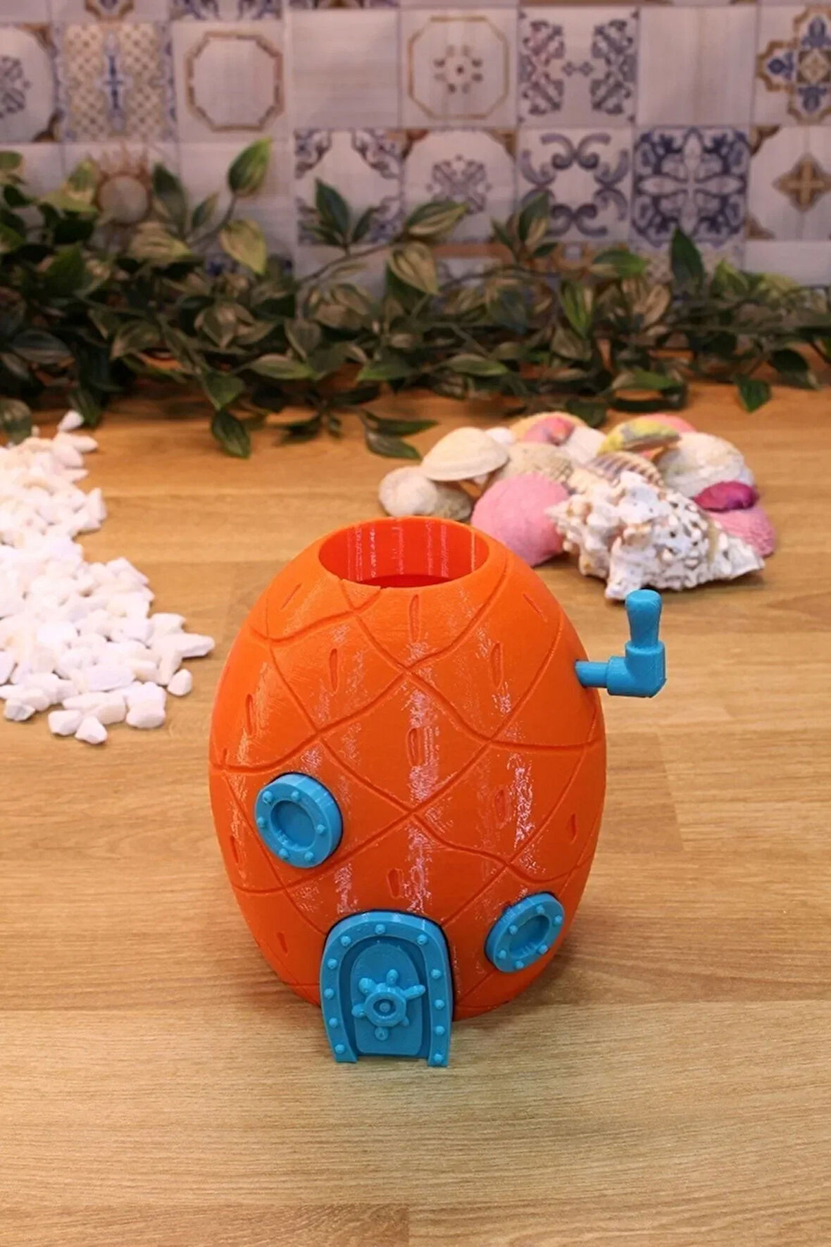 Ananas Evi Dekoratif Aksesuar Fırçalık Kalemlik Organizer