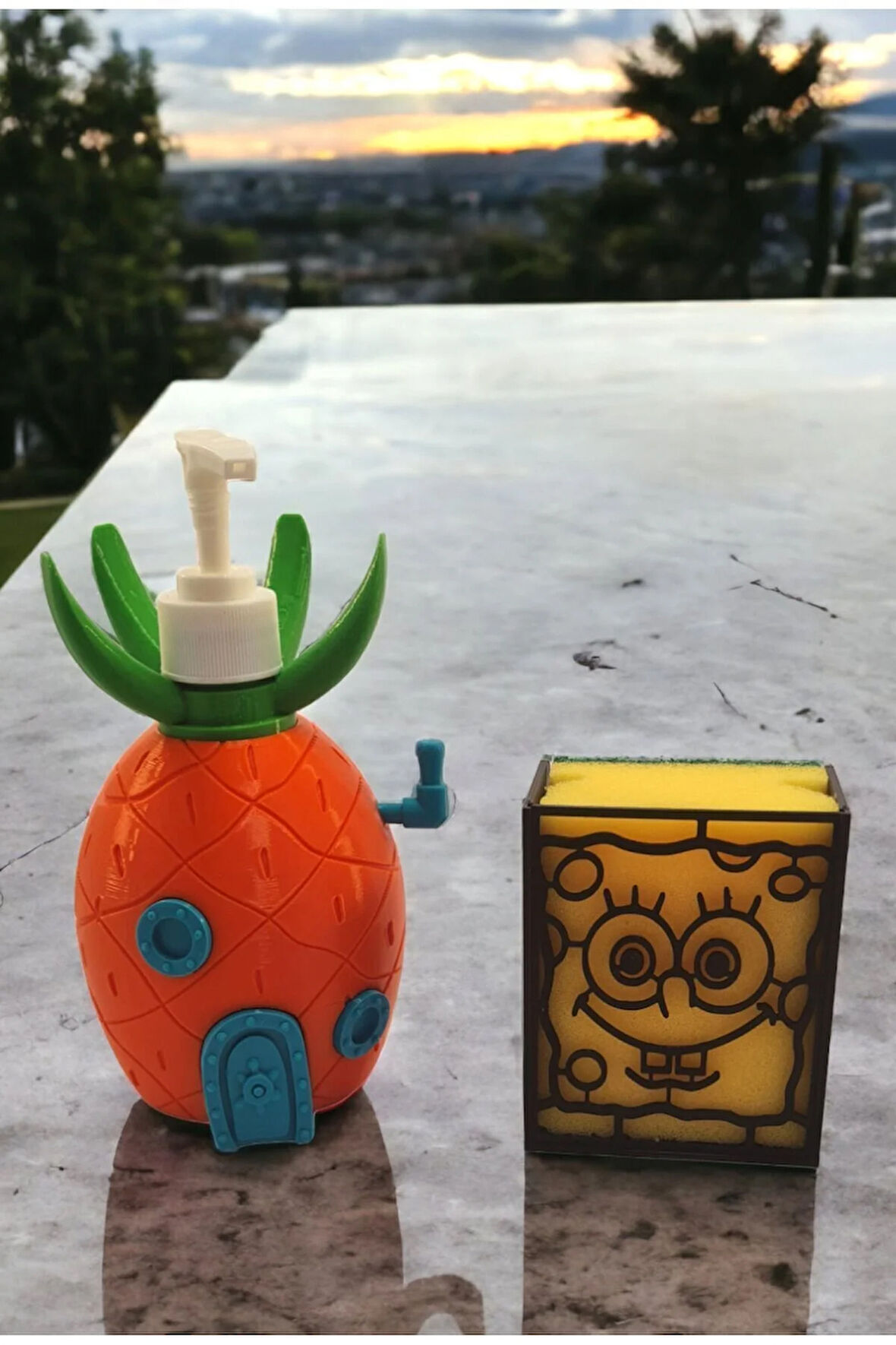 Ananas Evi Sabunluk 220 ml Ve Bulaşık Süngeri Tutacağı Süngerlik 2'li Set