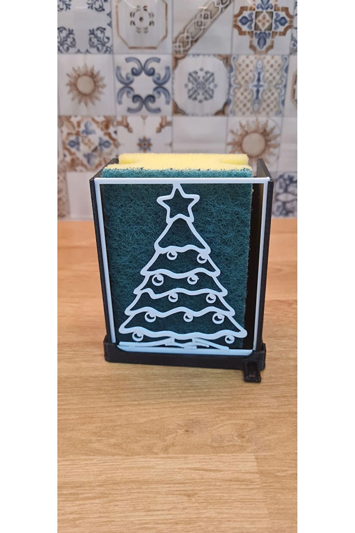 Karlı Yılbaşı Ağacı Sünger Kutusu Süngerlik