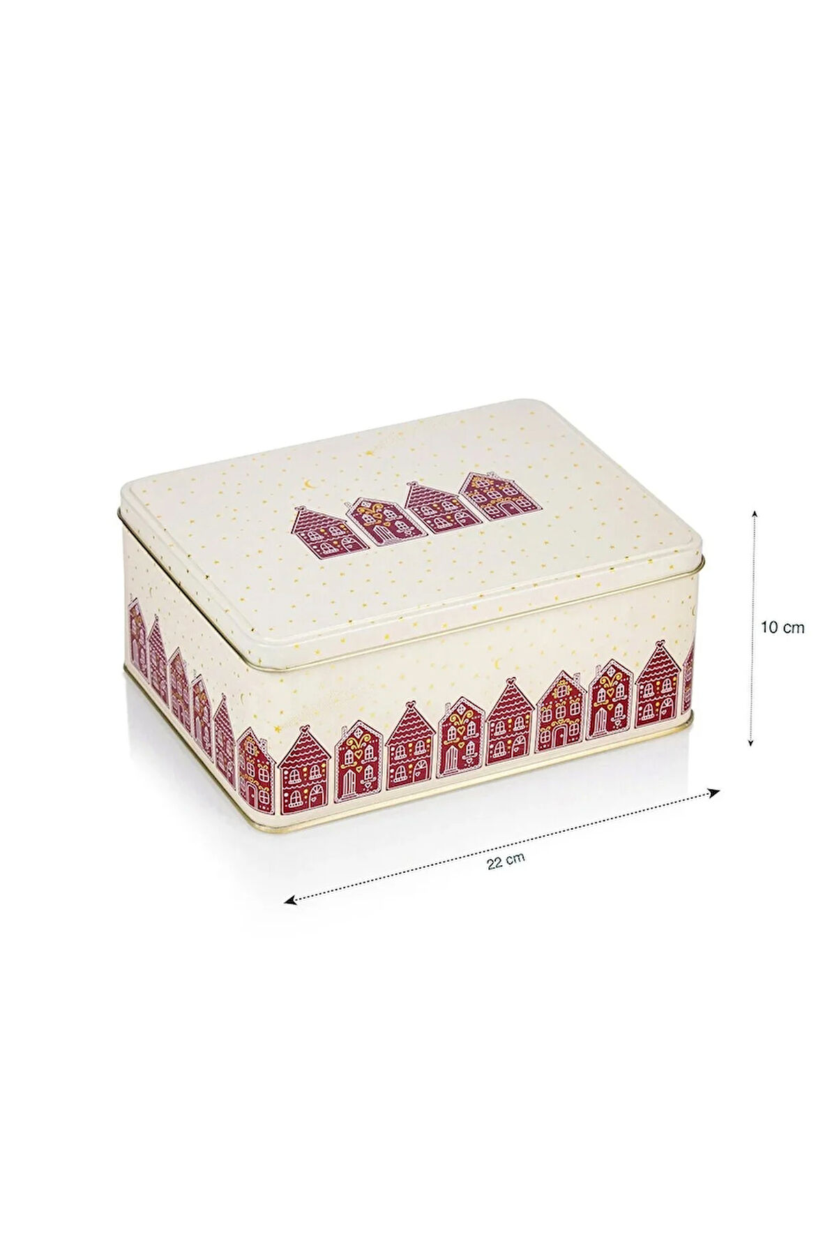 Yılbaşı Yeni Yıl Kış Temalı Metal Kurabiye Saklama Kabı 22x10cm