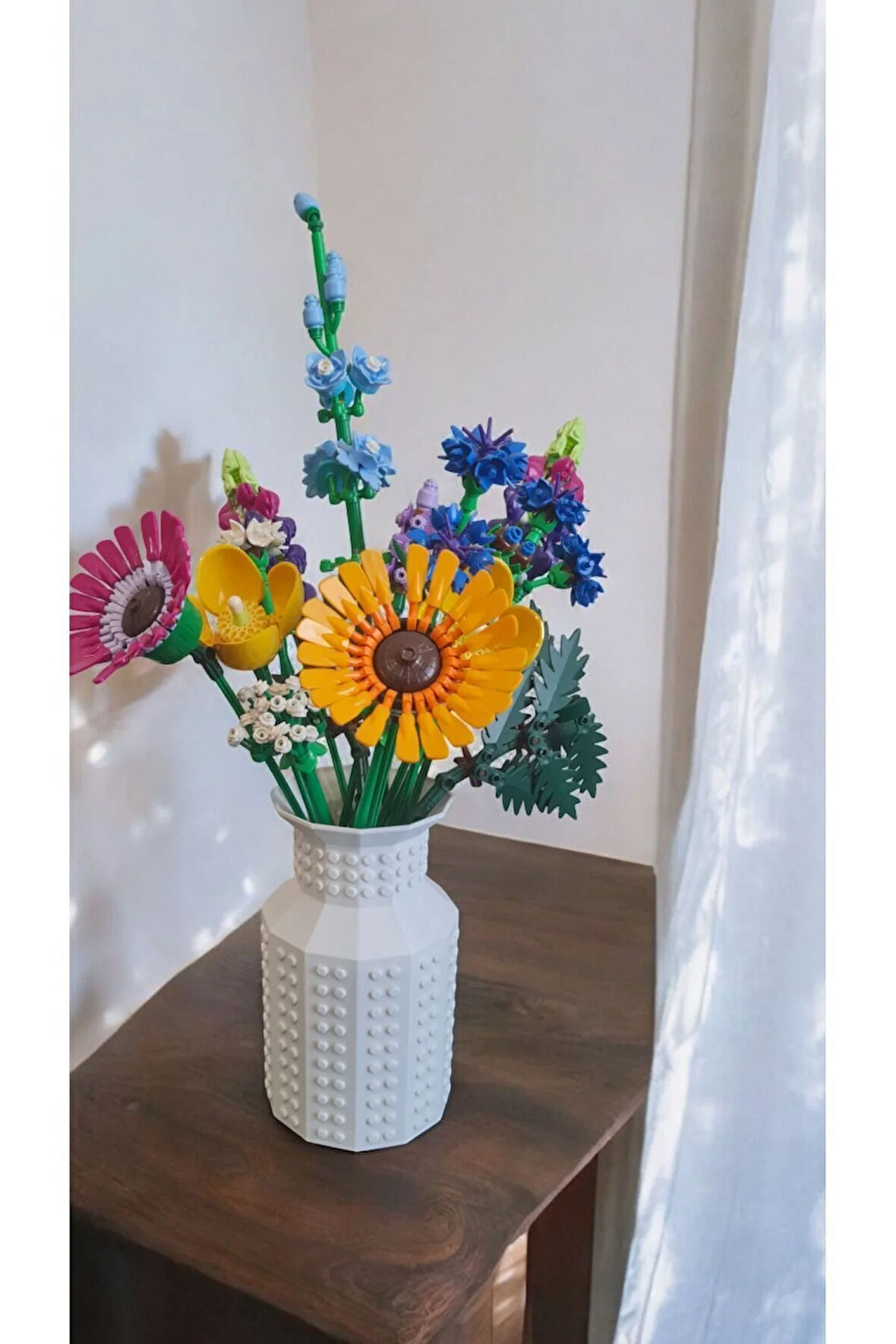 Lego Çiçek Uyumlu Özel Tasarım Dekoratif Vazo Beyaz Biyoplastik (ÇİÇEKLER DAHİL DEĞİLDİR)