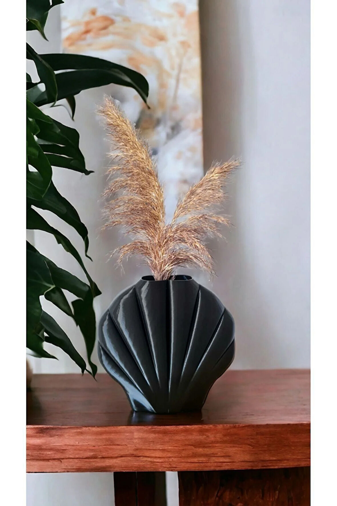 İstiridye Midye Şeklinde Dekoratif Vazo Biyoplastik Siyah