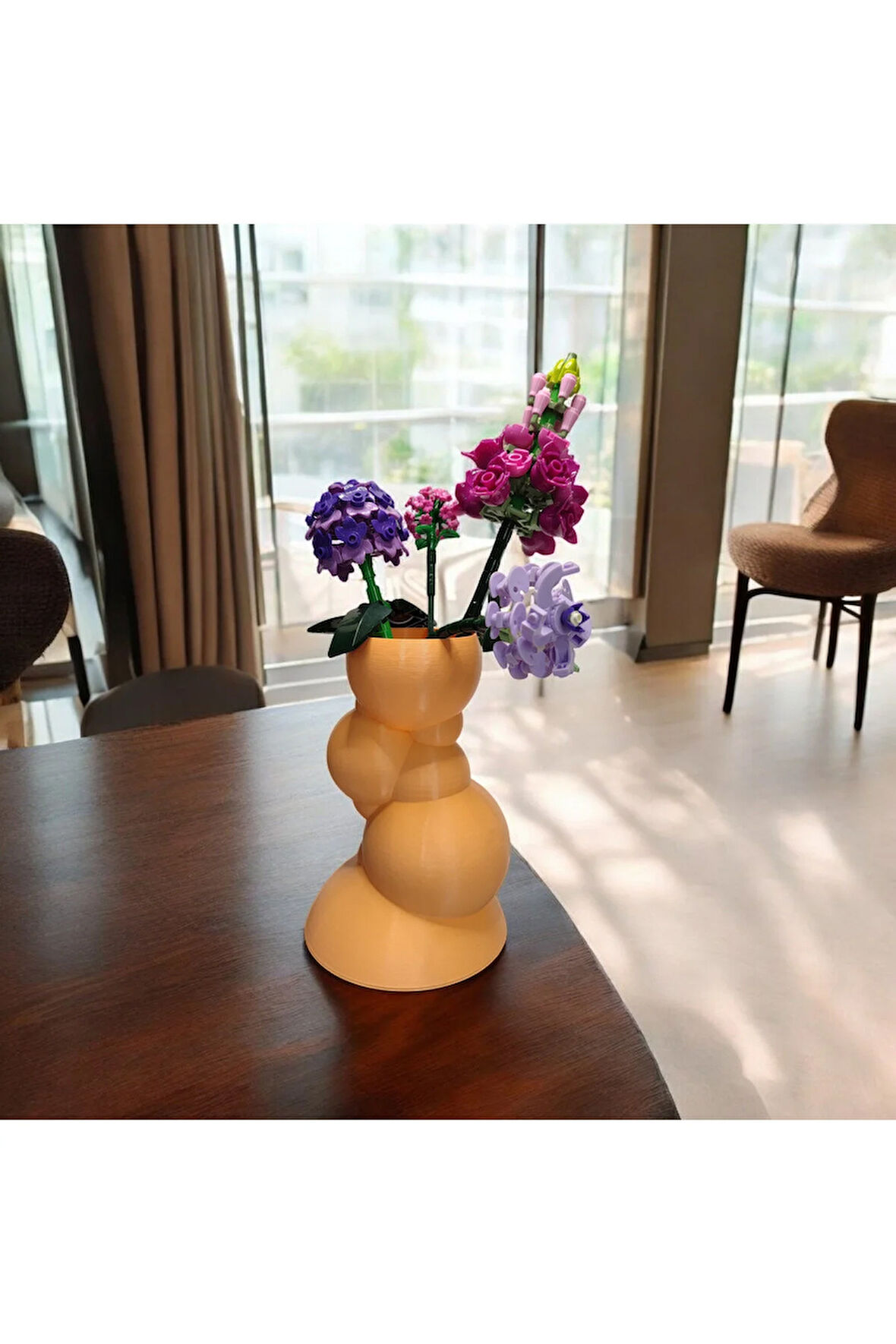 Balon Kulesi Özel Tasarım Dekoratif Vazo Biyoplastik Pastel Turuncu