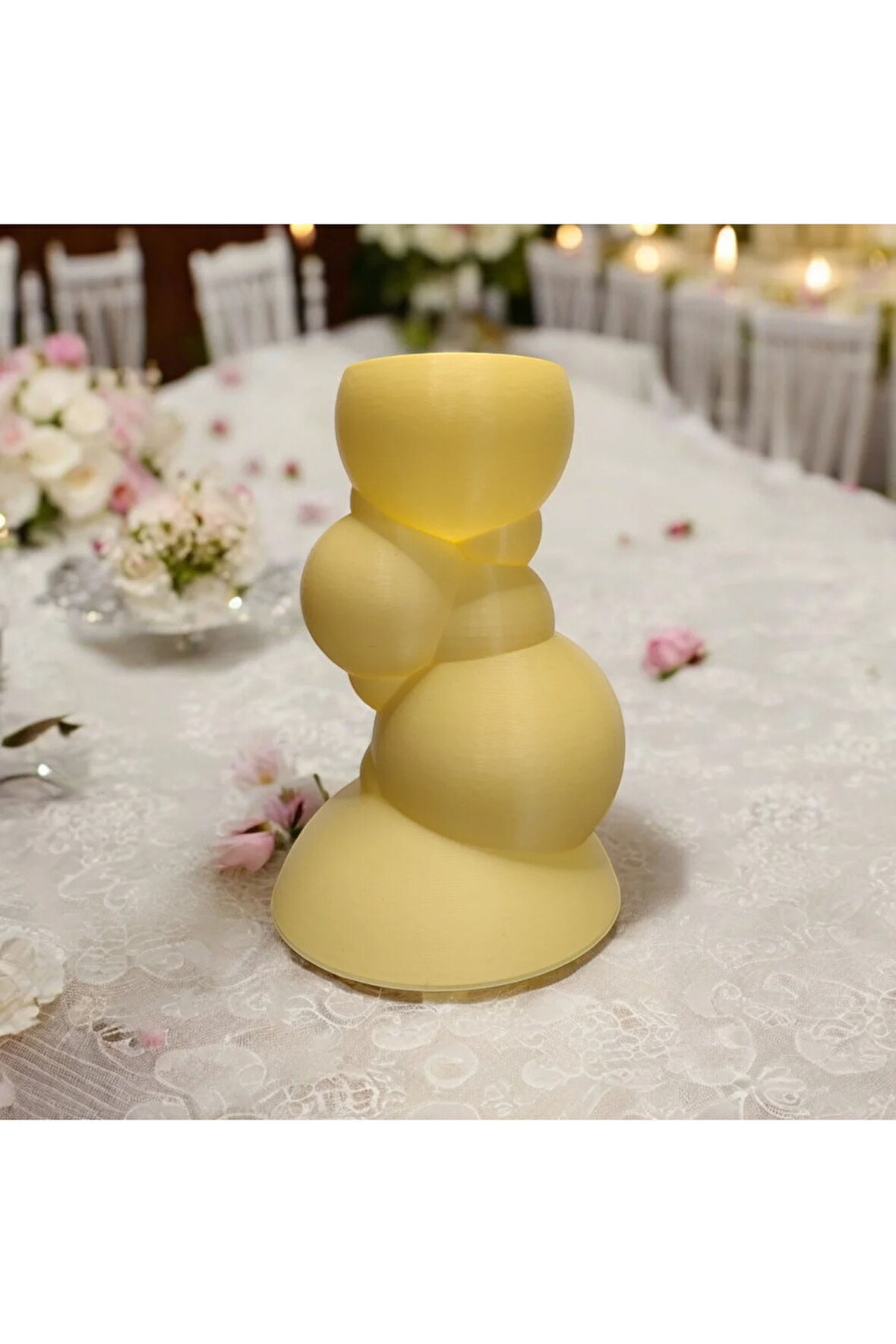 Balon Kulesi Özel Tasarım Dekoratif Vazo Biyoplastik Pastel Sarı