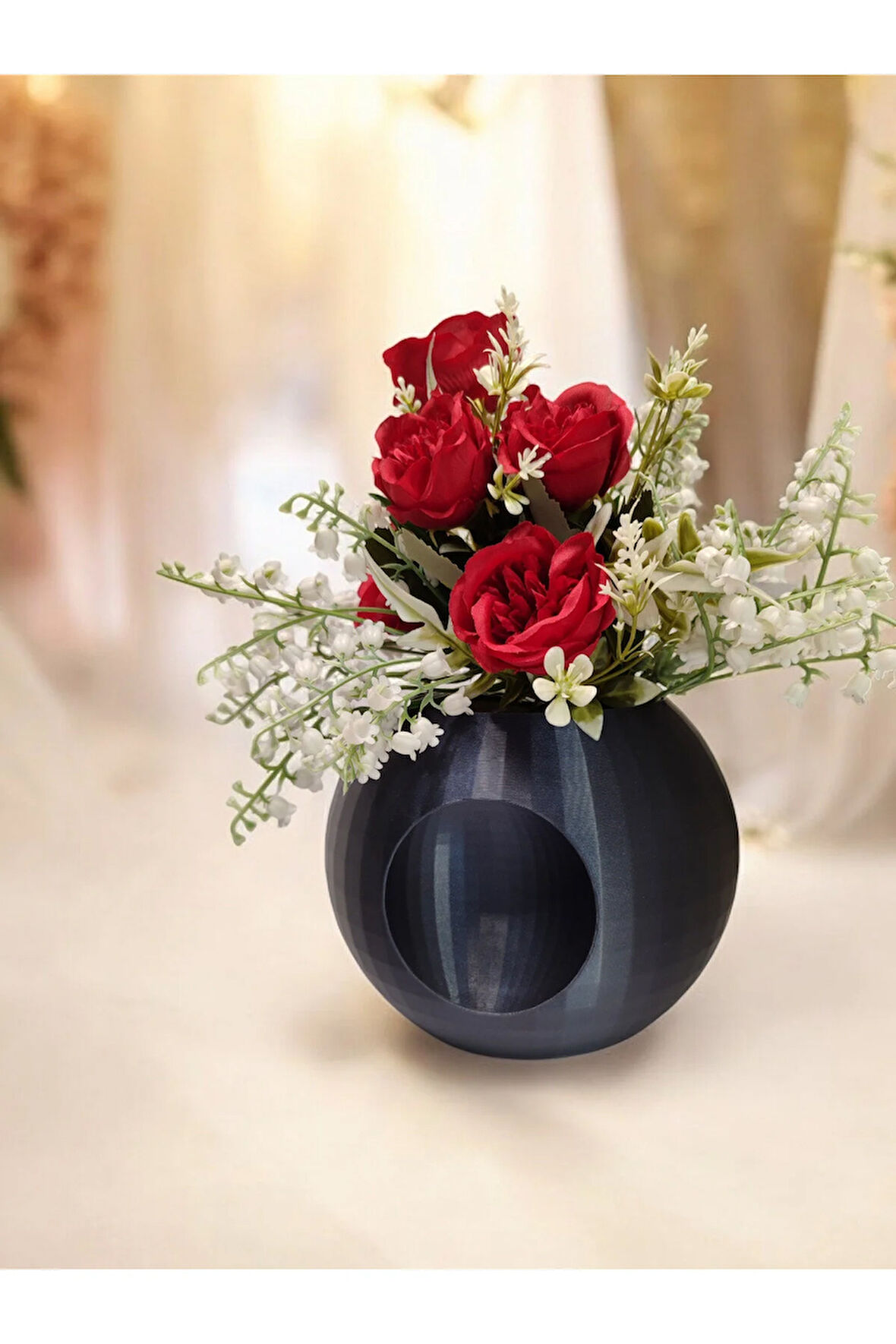 Göz Küre Topik İskandinav Tarz Özel Tasarım Dekoratif Vazo Biyoplastik Retro Mavi