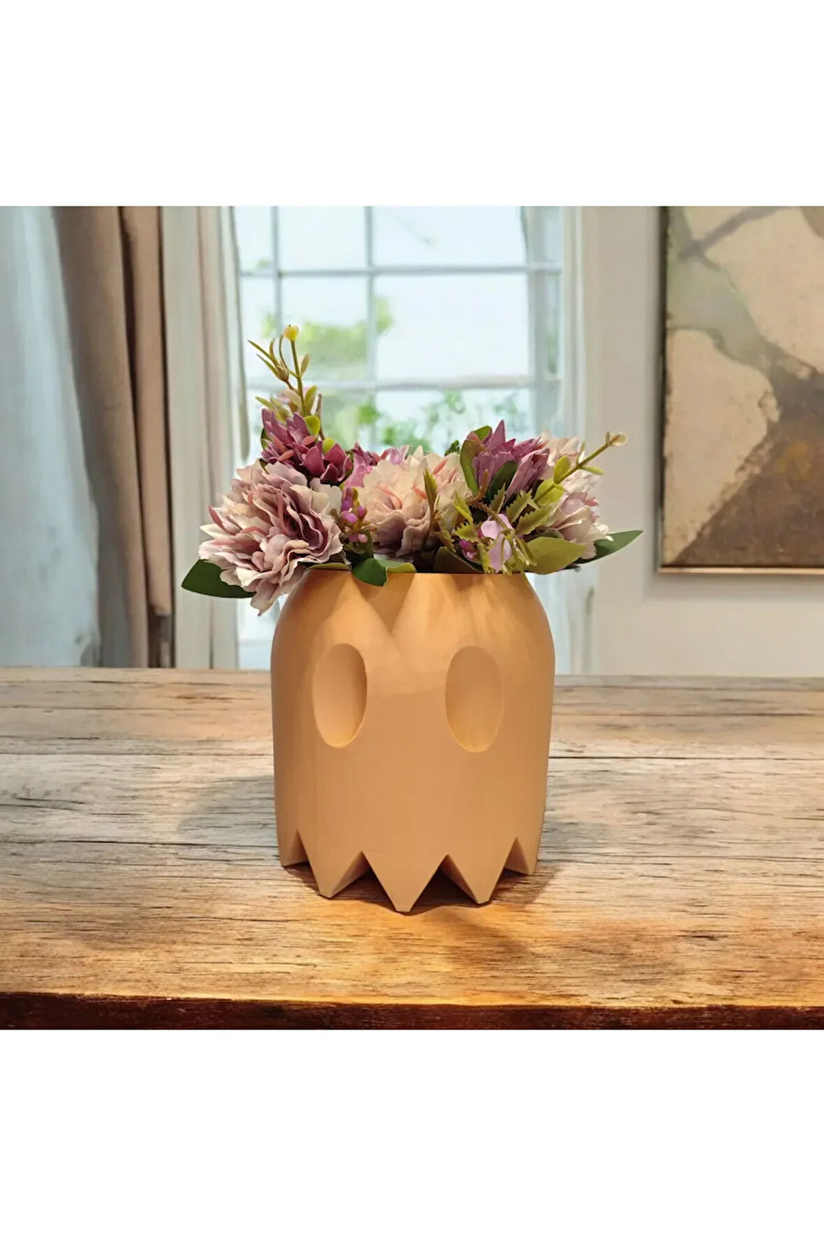 Sevimli Hayalet Vazo Özel Tasarım Dekoratif Vazo Biyoplastik Pastel Turuncu