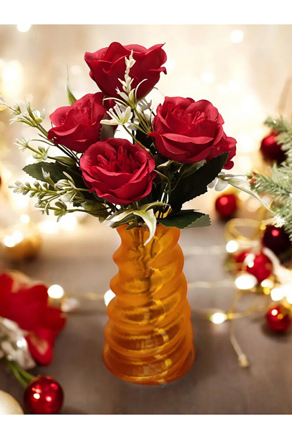 Wobbly Dalgalı İskandinav Tarz Vazo Özel Tasarım Dekoratif Vazo Biyoplastik Transparan Turuncu