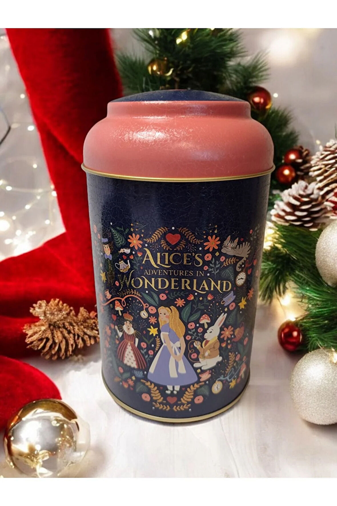 Alice Harikalar Diyarı Masalı Baskılı Metal Saklama Kutusu