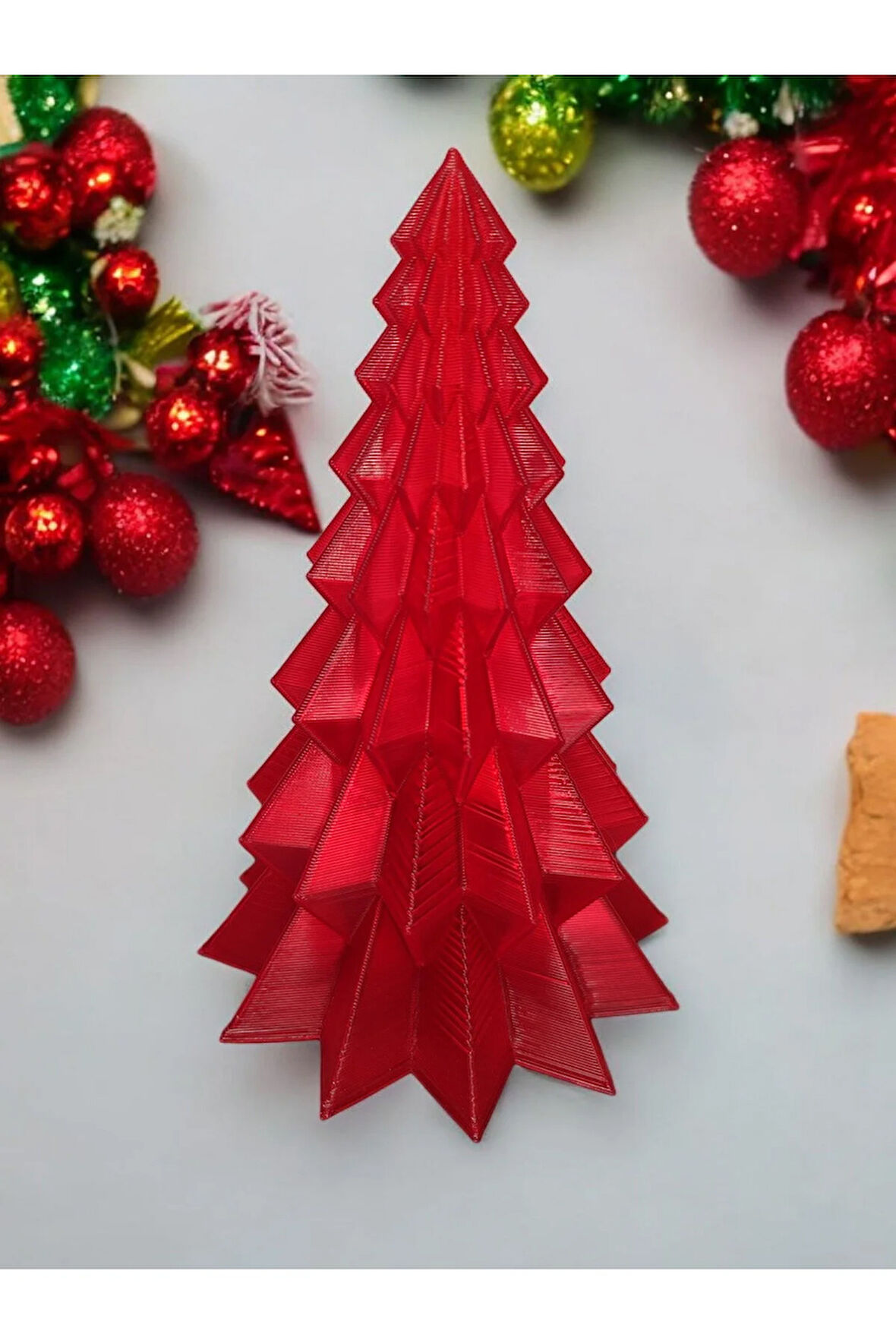 Yılbaşı Süsü Noel Çam Ağacı Dekoratif Obje Transparan Kırmızı 16 Cm