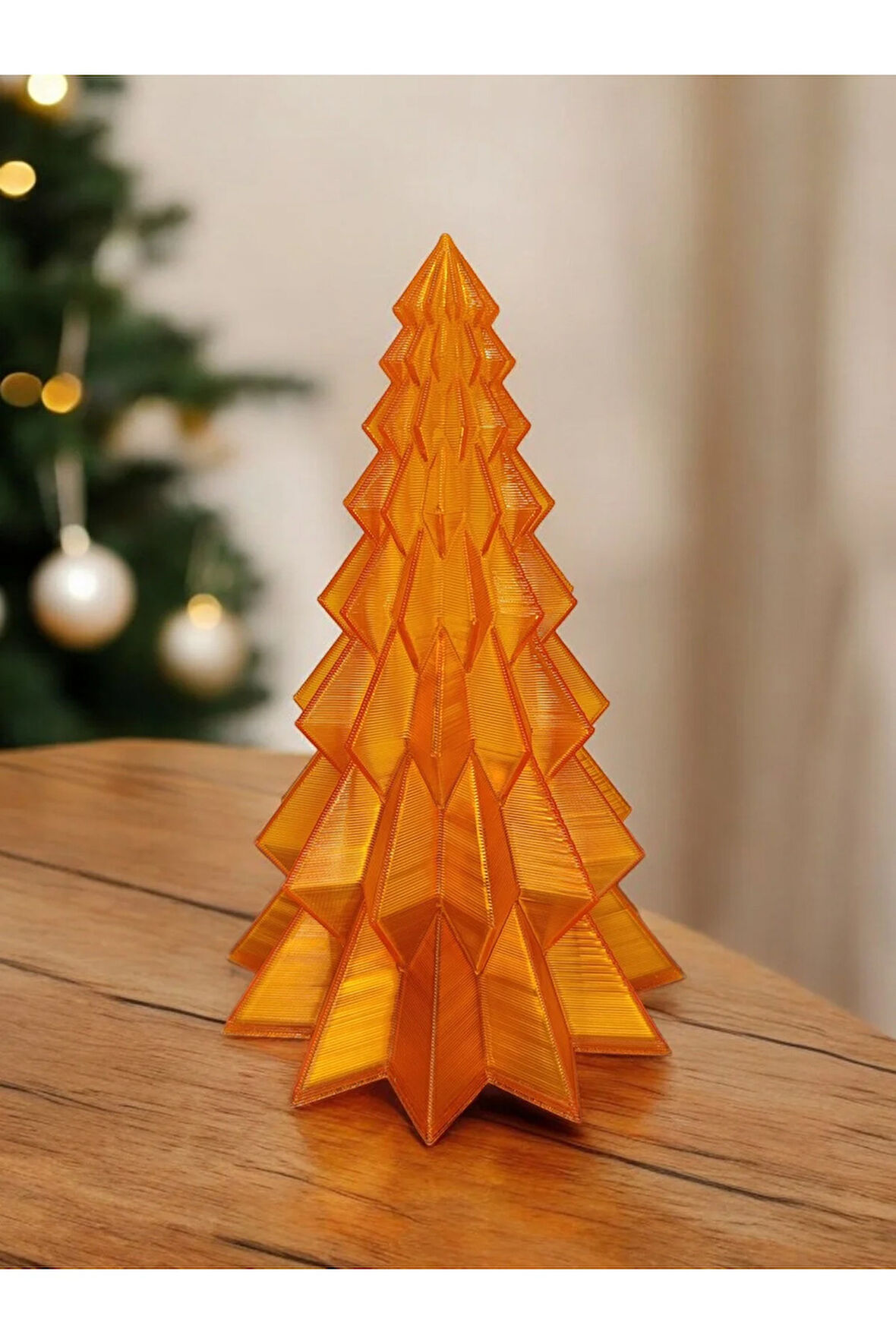 Yılbaşı Süsü Noel Çam Ağacı Dekoratif Obje Transparan Turuncu 16 Cm