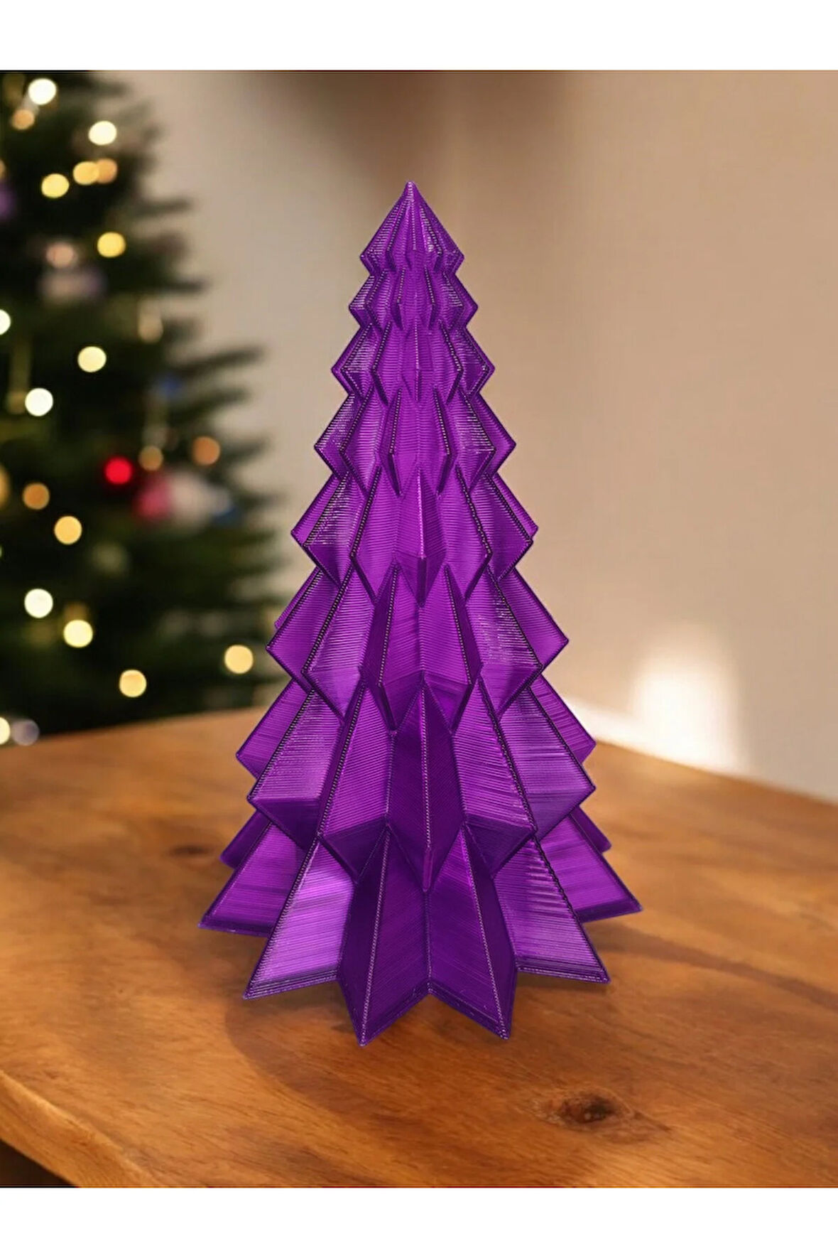 Yılbaşı Süsü Noel Çam Ağacı Dekoratif Obje Transparan Mor 16 Cm