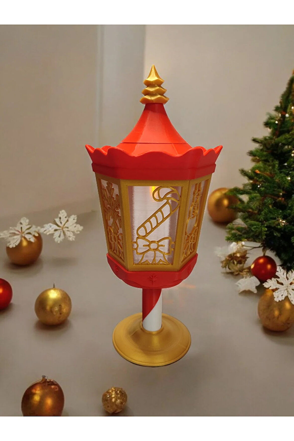 Yılbaşı Dekoru Baston Şekerli Fener Dekoratif Obje