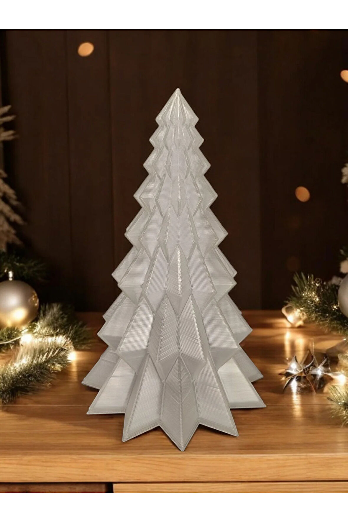 Yılbaşı Süsü Noel Çam Ağacı Dekoratif Obje Transparan Şeffaf 16 Cm