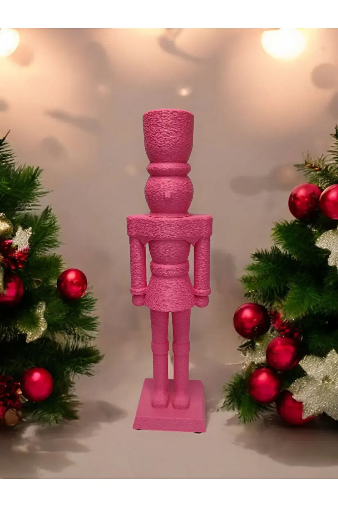 Yılbaşı Süsü Modern Fındıkkıran Nutcracker Dekoratif Obje Pembe