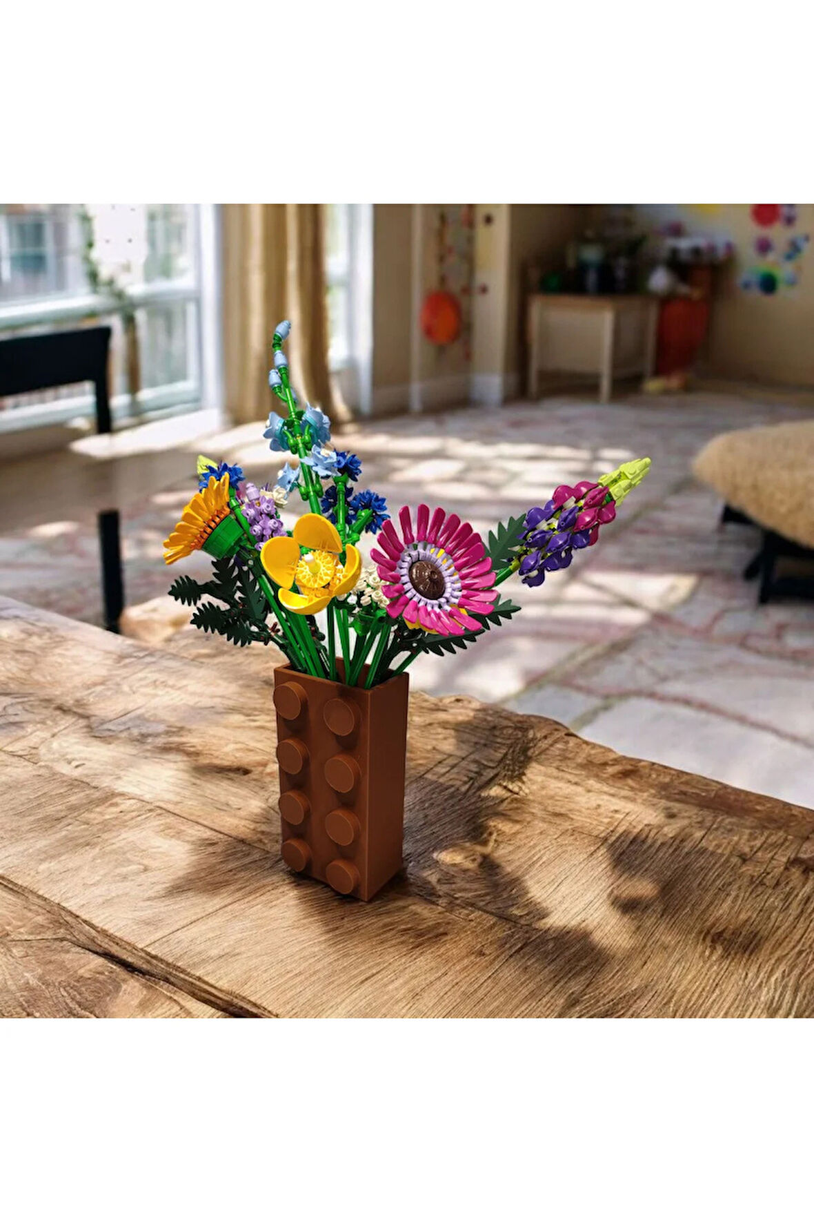 Renkli Blok Brick Özel Tasarım Modern Dekoratif Vazo Kahverengi (ÇİÇEK DAHİL DEĞİLDİR)