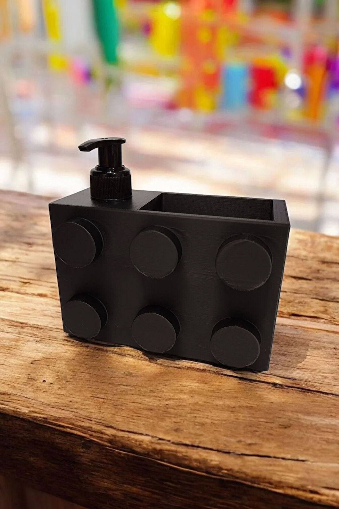 Renkli Brick Blok Özel Tasarım Sabunluk ve Organizer Seti Siyah