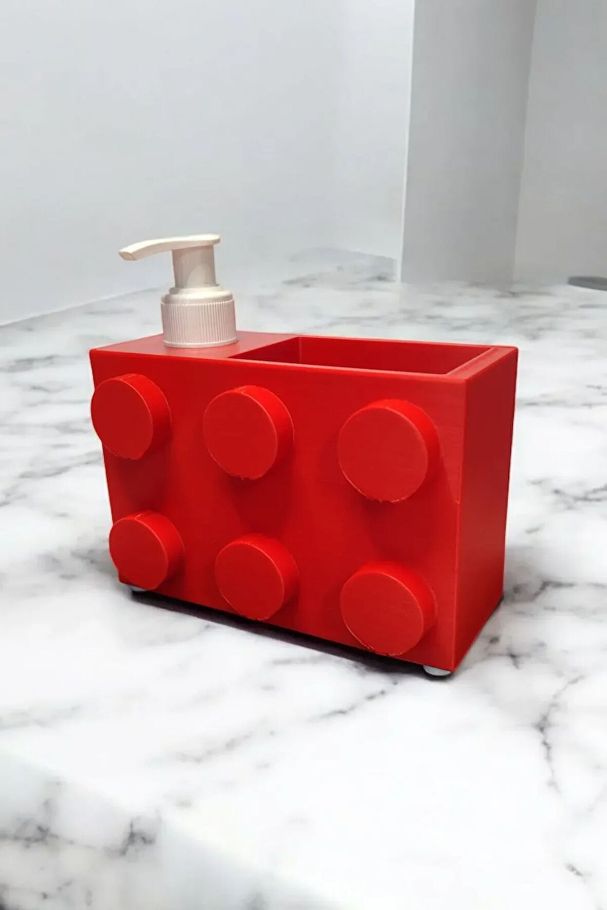 Renkli Brick Blok Özel Tasarım Sabunluk ve Organizer Seti Kırmızı