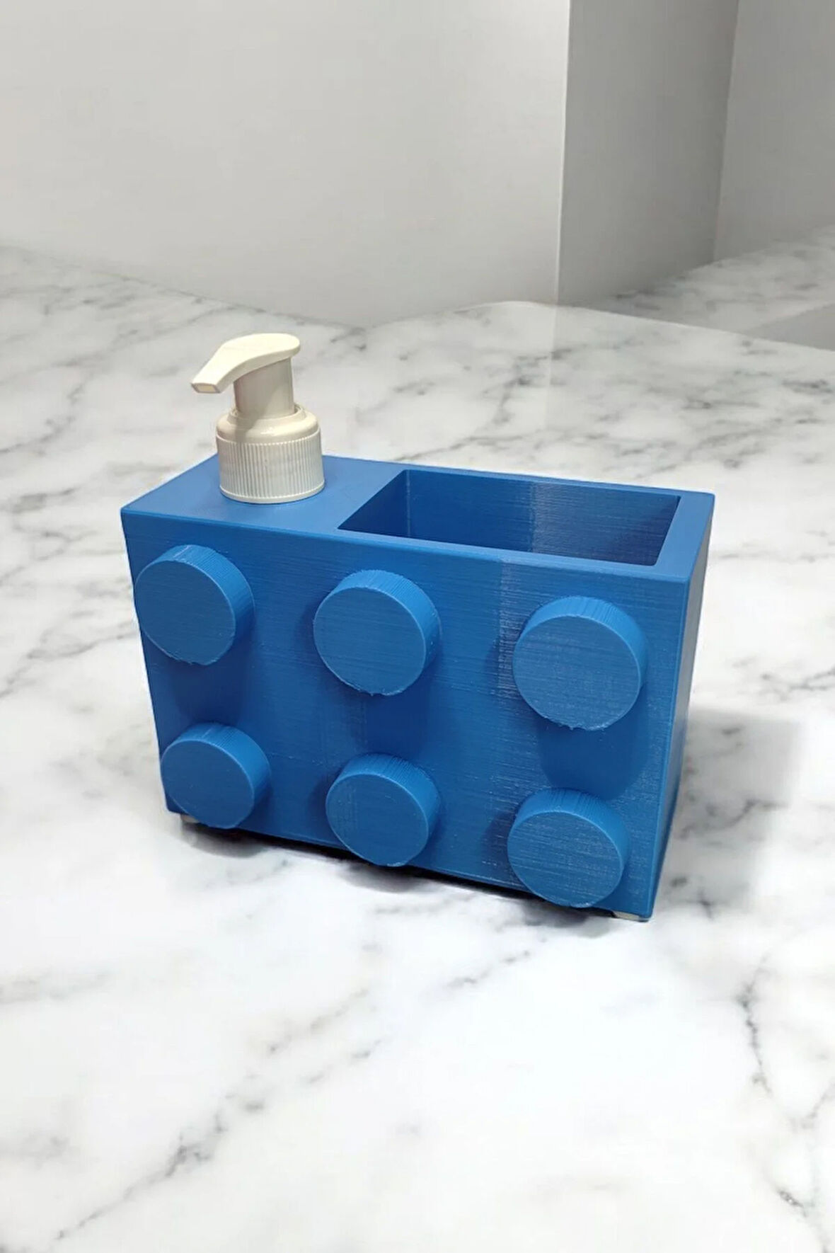 Renkli Brick Blok Özel Tasarım Sabunluk ve Organizer Seti Mavi