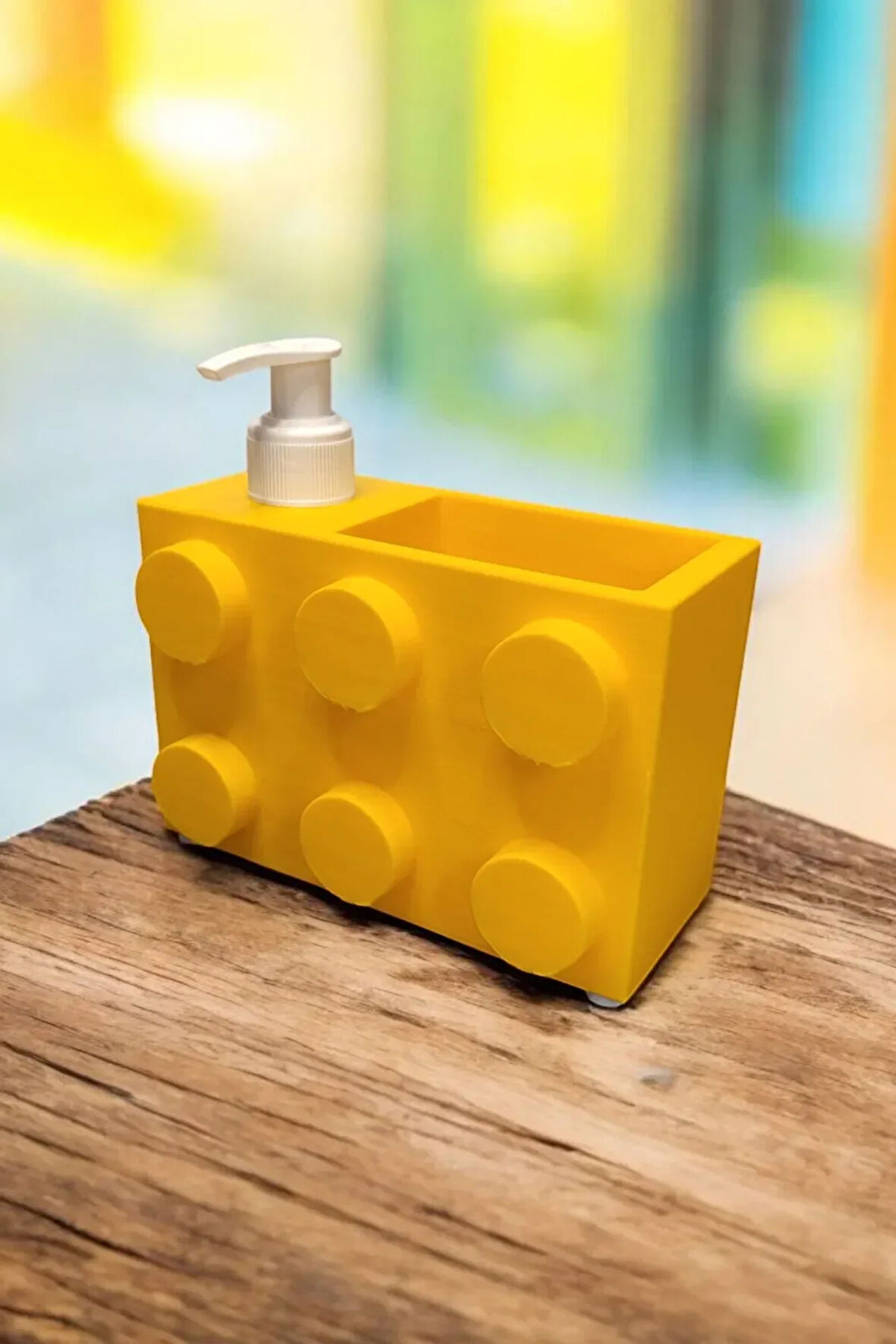 Renkli Brick Blok Özel Tasarım Sabunluk ve Organizer Seti Sarı