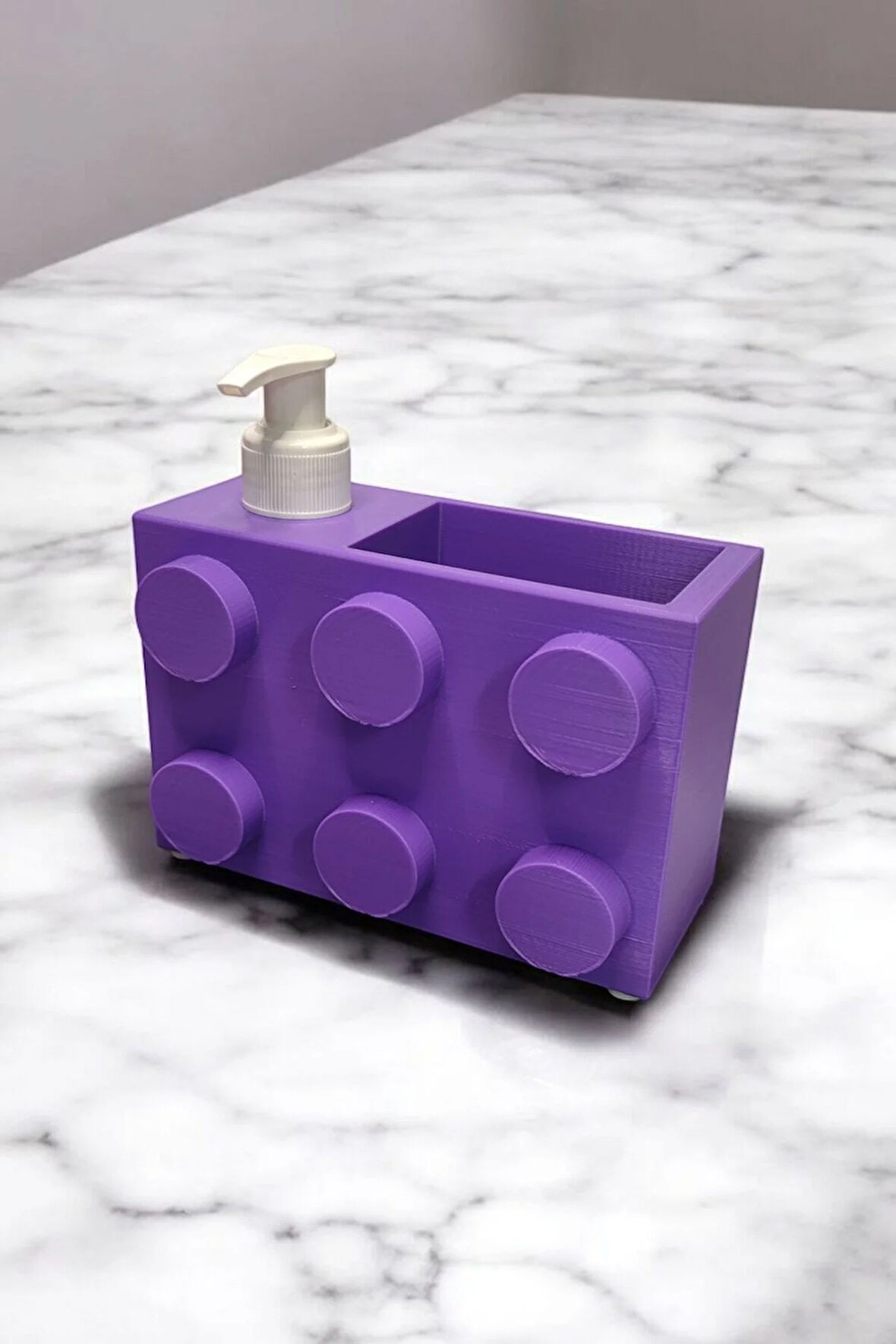 Renkli Brick Blok Özel Tasarım Sabunluk ve Organizer Seti Mor