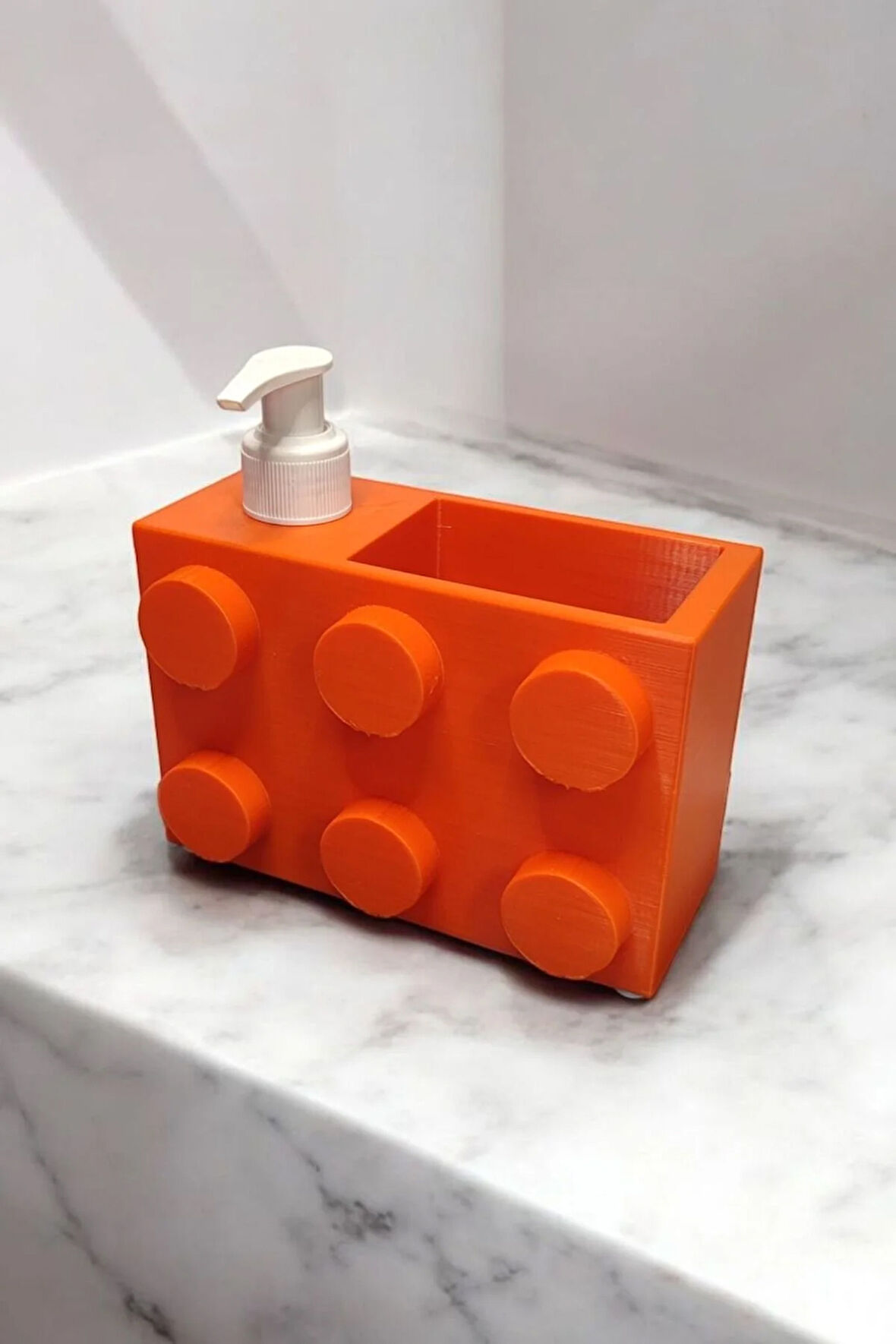 Renkli Brick Blok Özel Tasarım Sabunluk ve Organizer Seti Turuncu