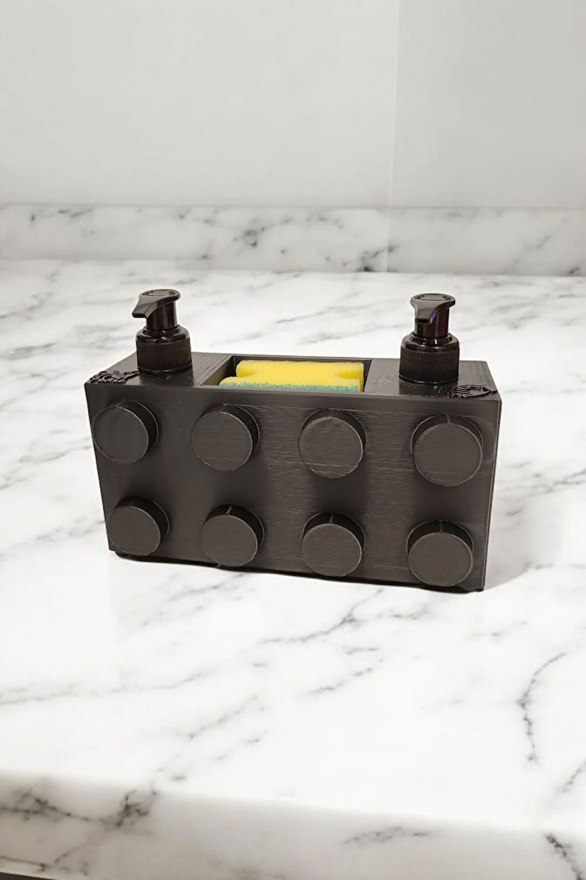 Renkli Brick Blok Özel Tasarım İkili Sabunluk ve Organizer Seti Siyah