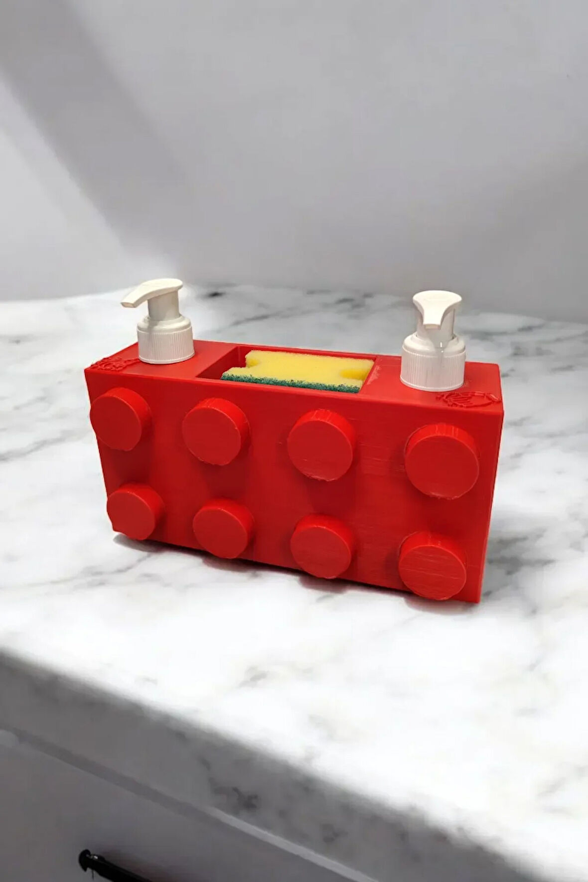 Renkli Brick Blok Özel Tasarım İkili Sabunluk ve Organizer Seti Kırmızı