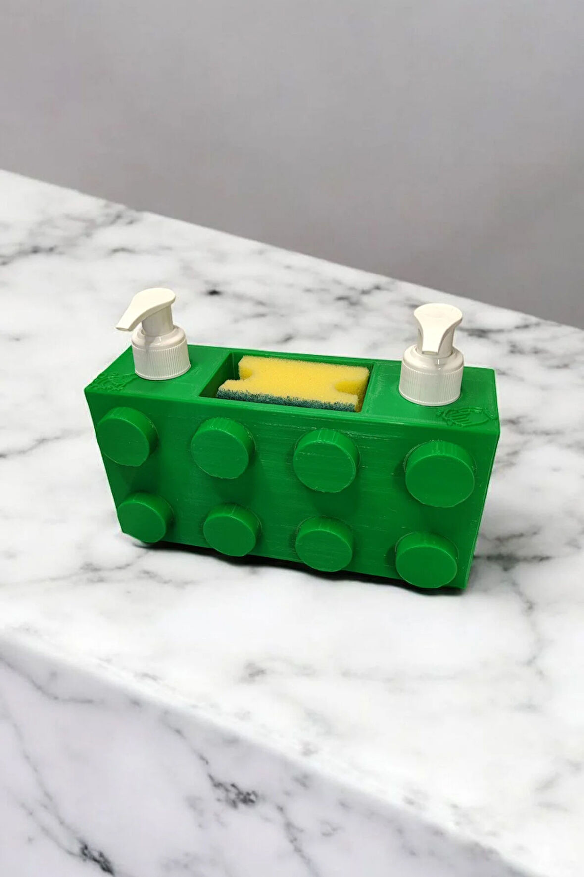 Renkli Brick Blok Özel Tasarım İkili Sabunluk ve Organizer Seti Yeşil