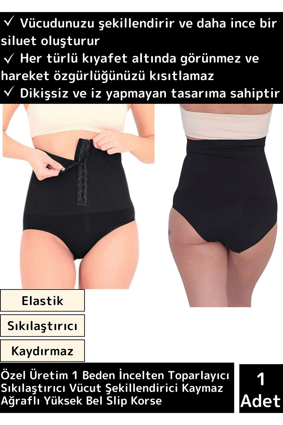 Özel Tasarım Toparlayıcı Sıkılaştırıcı Vücut Şekillendirici Kaymaz Ağraflı Yüksek Bel Slip Korse