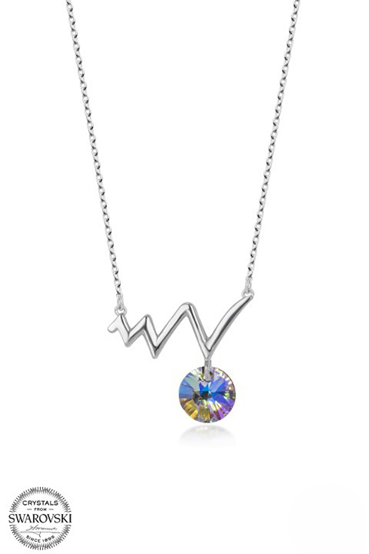 SWAROVSKİ TAŞLI  KALP RİTİM  925 AYAR GÜMÜŞ KOLYE