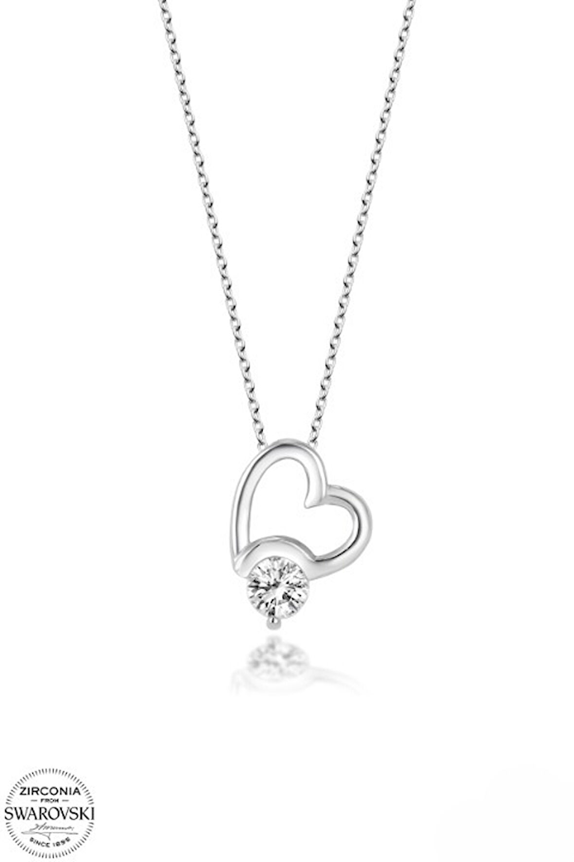 SWAROVSKİ TAŞLI  ZİRCONİA KALP 925 AYAR GÜMÜŞ KOLYE