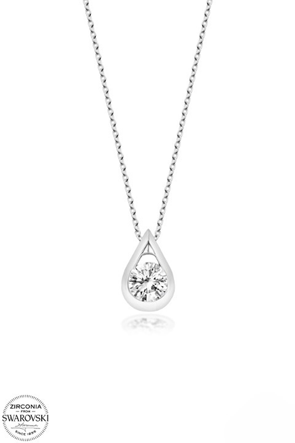 SWAROVSKİ TAŞLI  ZİRCONİA DAMLA 925 AYAR GÜMÜŞ KOLYE