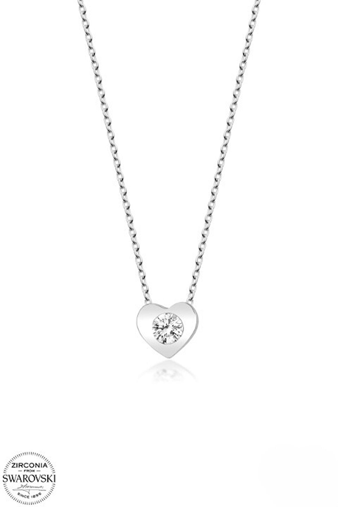 SWAROVSKİ TAŞLI  ZİRCONİA KALP 925 AYAR GÜMÜŞ KOLYE