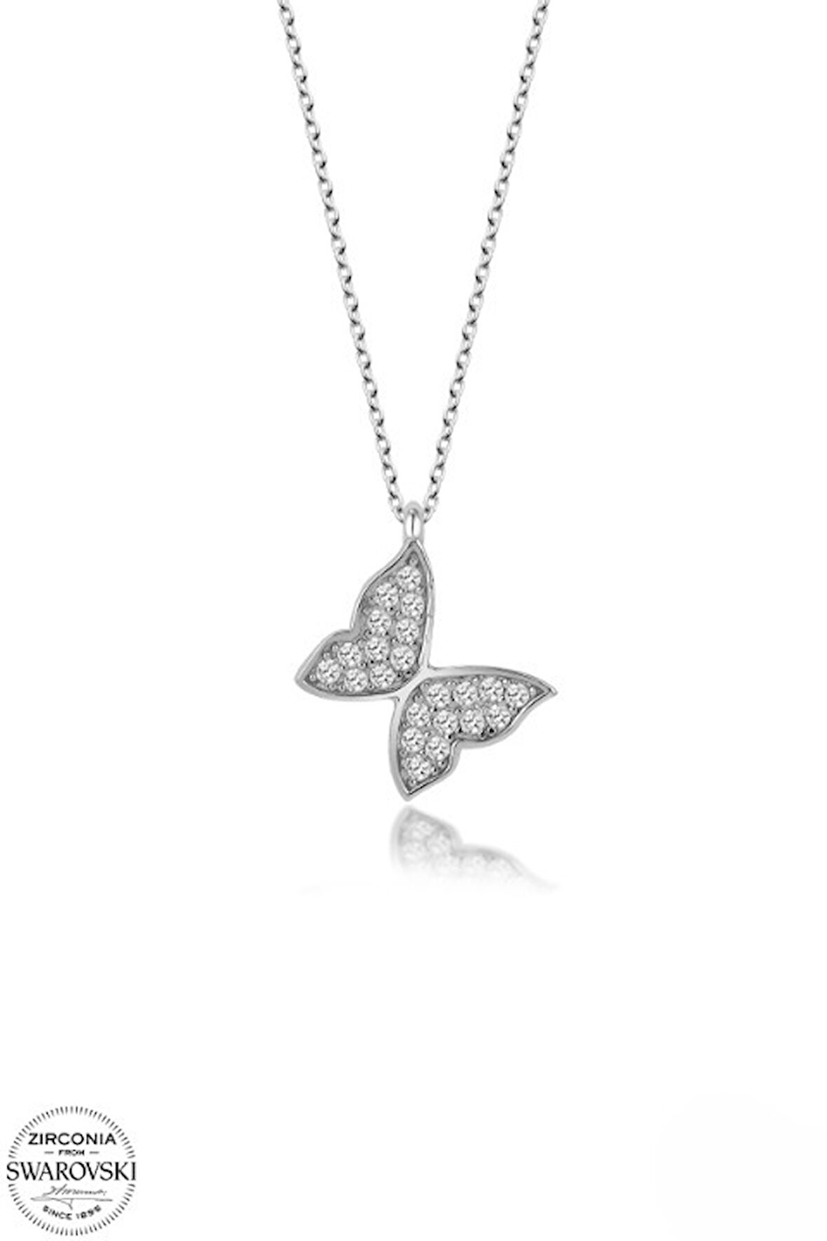 SWAROVSKİ TAŞLI  ZİRCONİA BAHAR KELEBEĞİ 925 AYAR GÜMÜŞ KOLYE