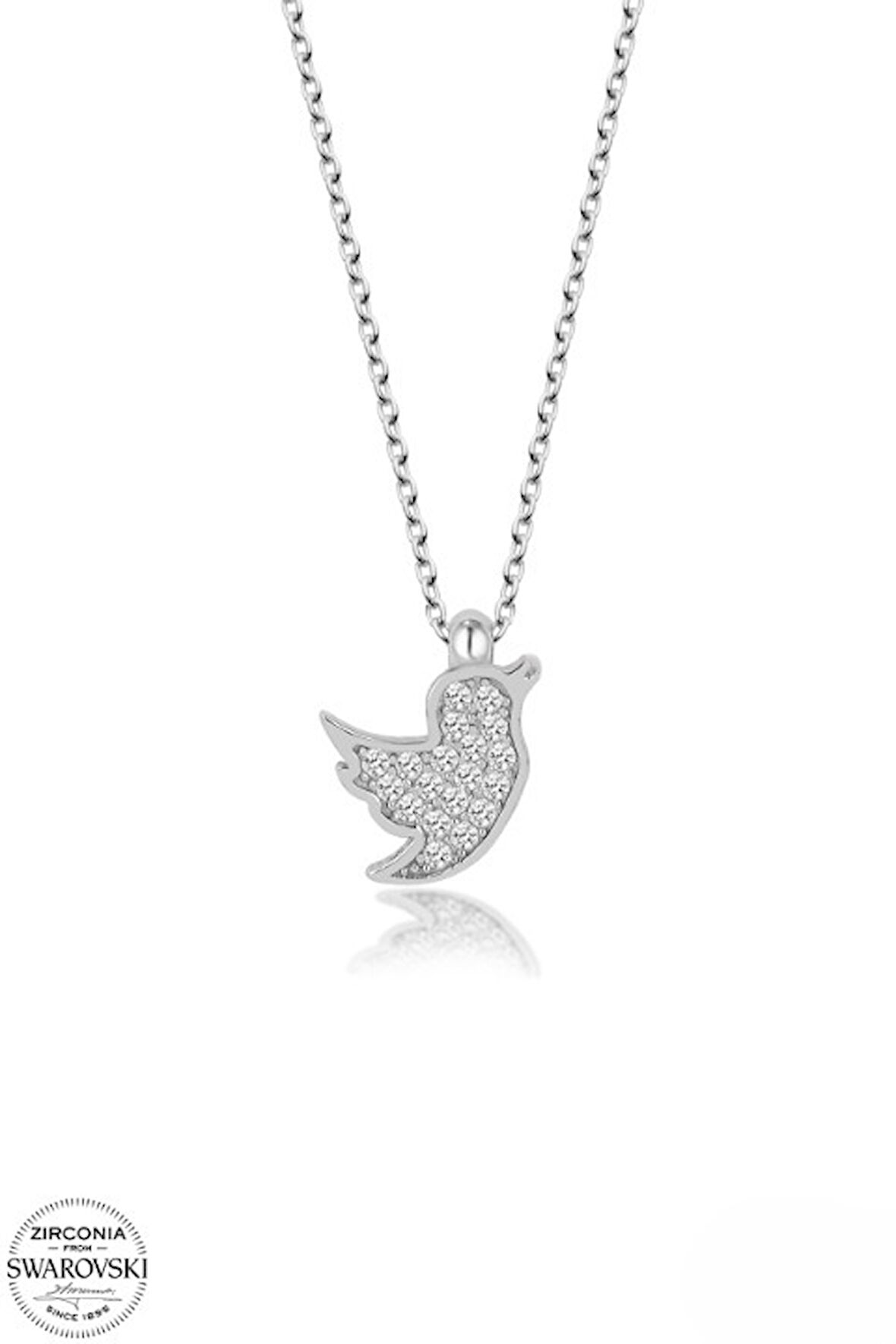 SWAROVSKİ TAŞLI  ZİRCONİA KUŞ 925 AYAR GÜMÜŞ KOLYE