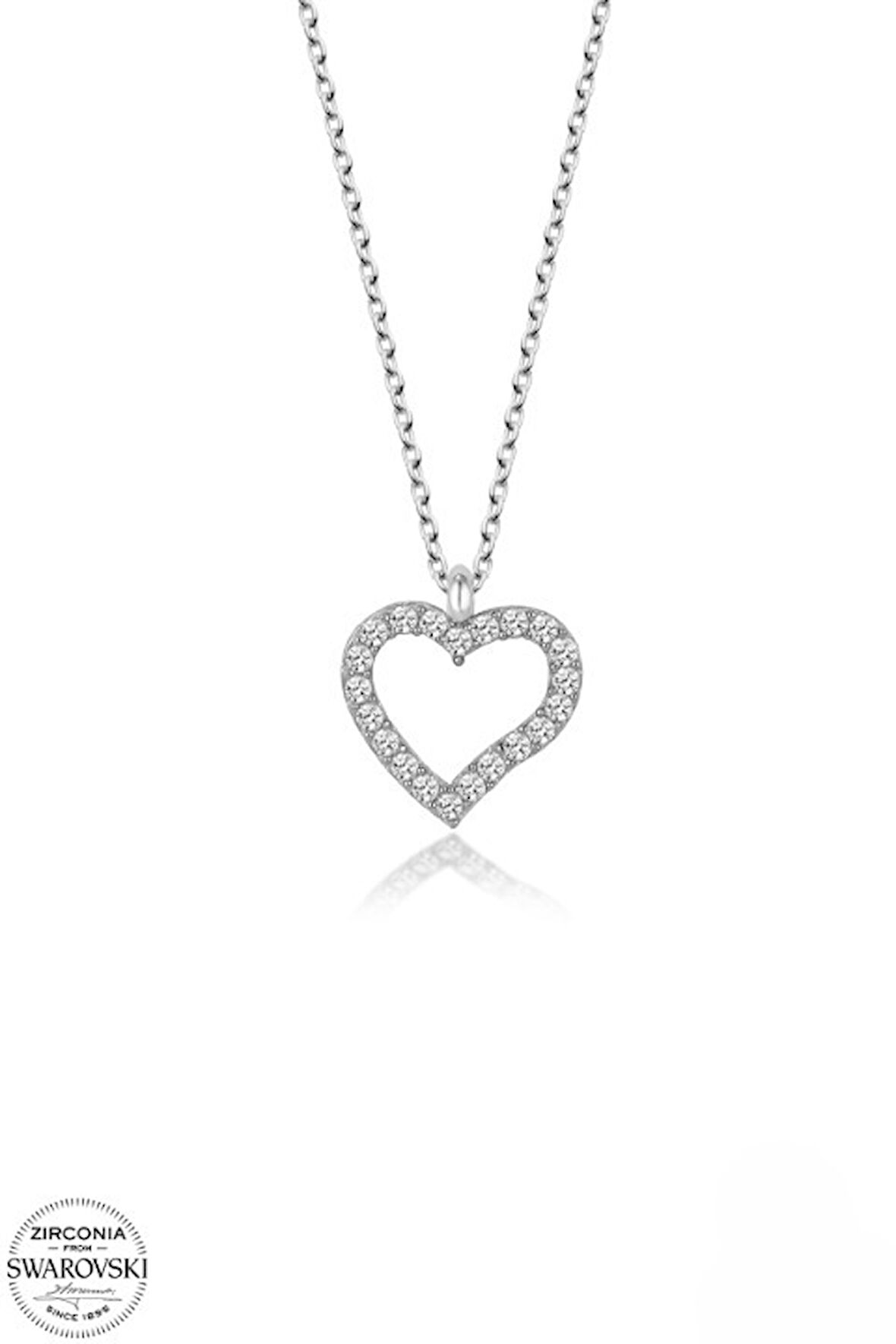 SWAROVSKİ TAŞLI  ZİRCONİA KALP 925 AYAR GÜMÜŞ KOLYE