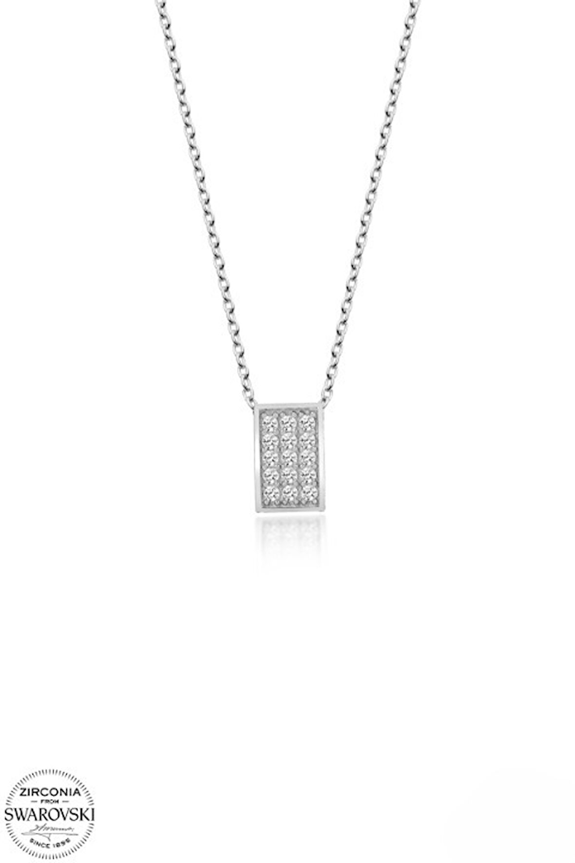 SWAROVSKİ TAŞLI  ZİRCONİA ÜÇGEN PIRLANTA MONTÜR  925 AYAR GÜMÜŞ KOLYE